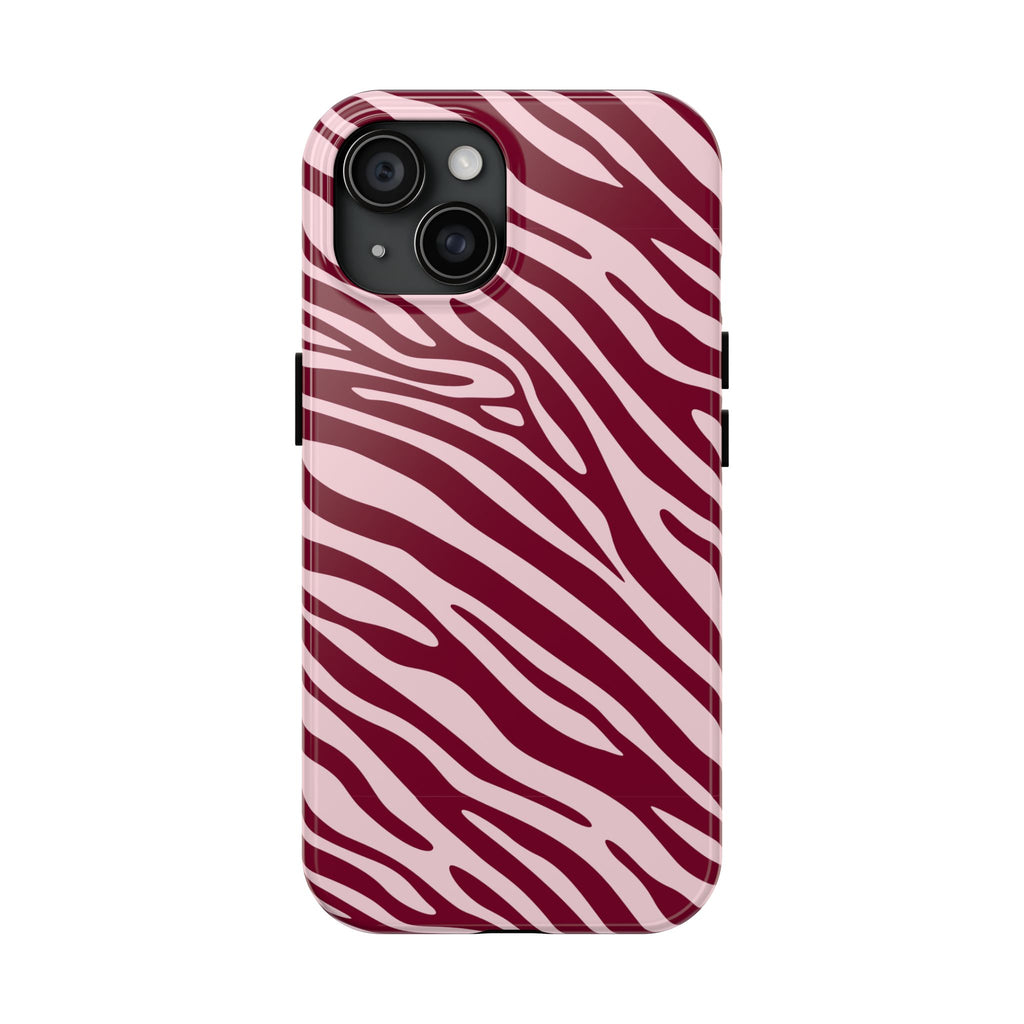 Velvet Zebra | Burgundy Zebra Print Tough Phone Case