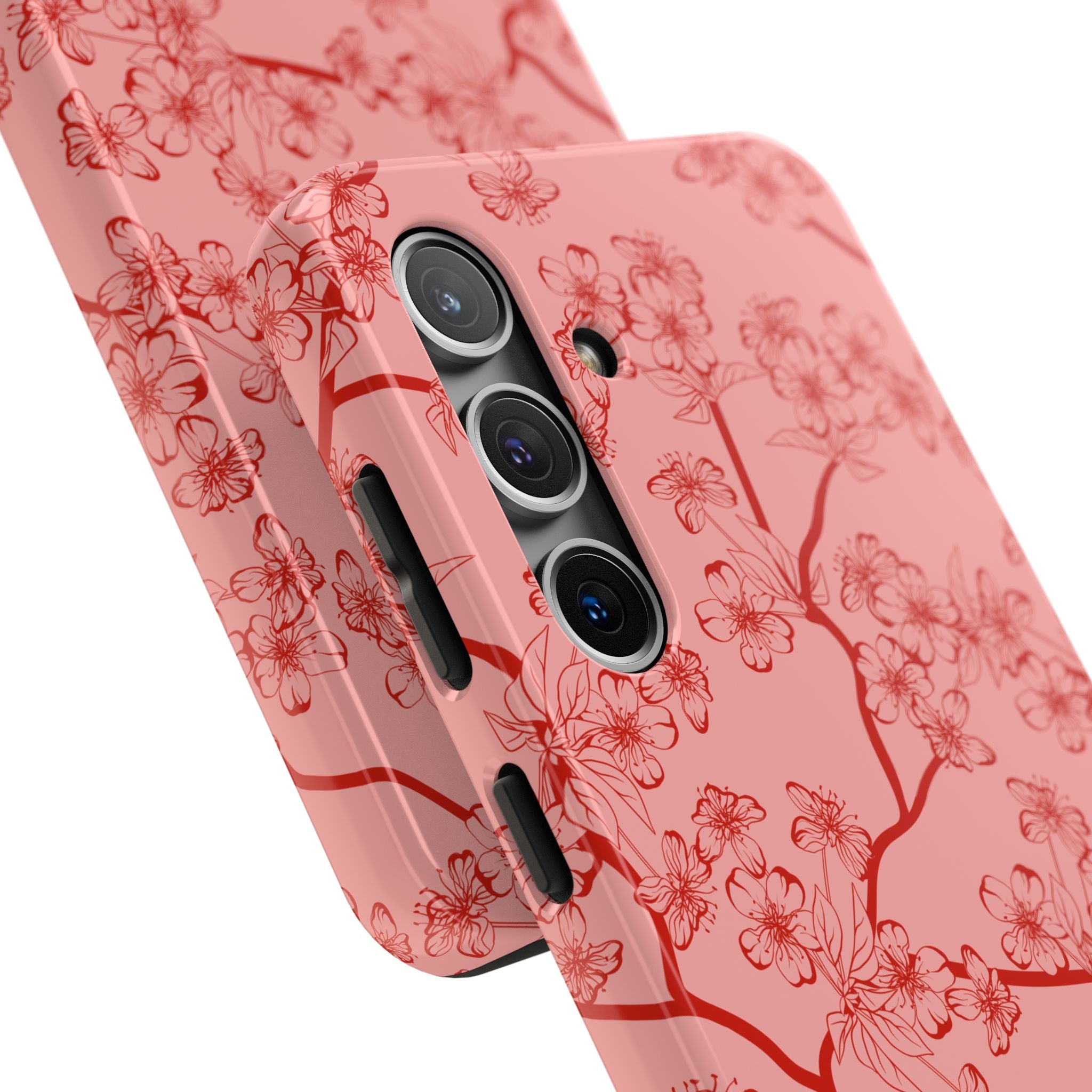 Maroon & Blush Striped Tough Phone Case — Durable Protective iPhone Cover