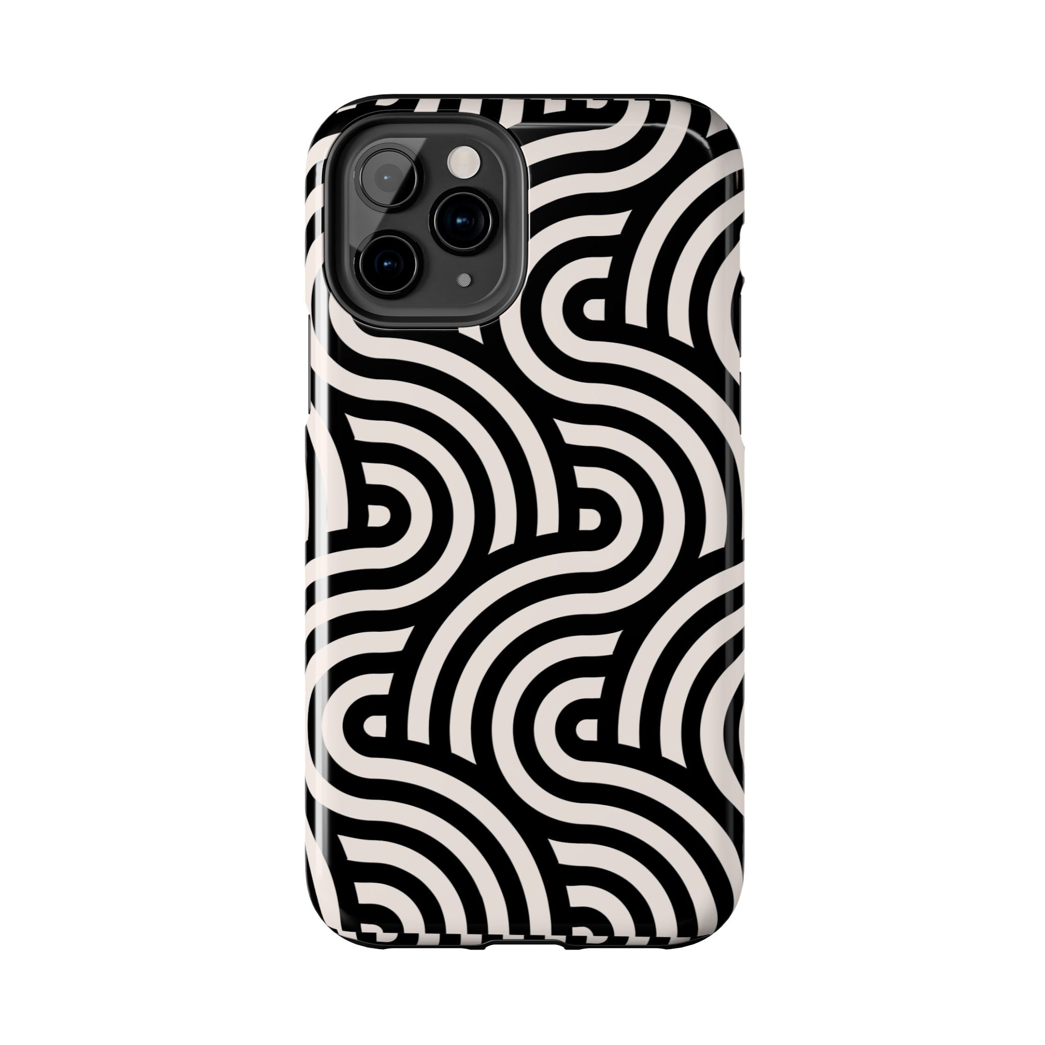 Maroon & Blush Striped Tough Phone Case — Durable Protective iPhone Cover