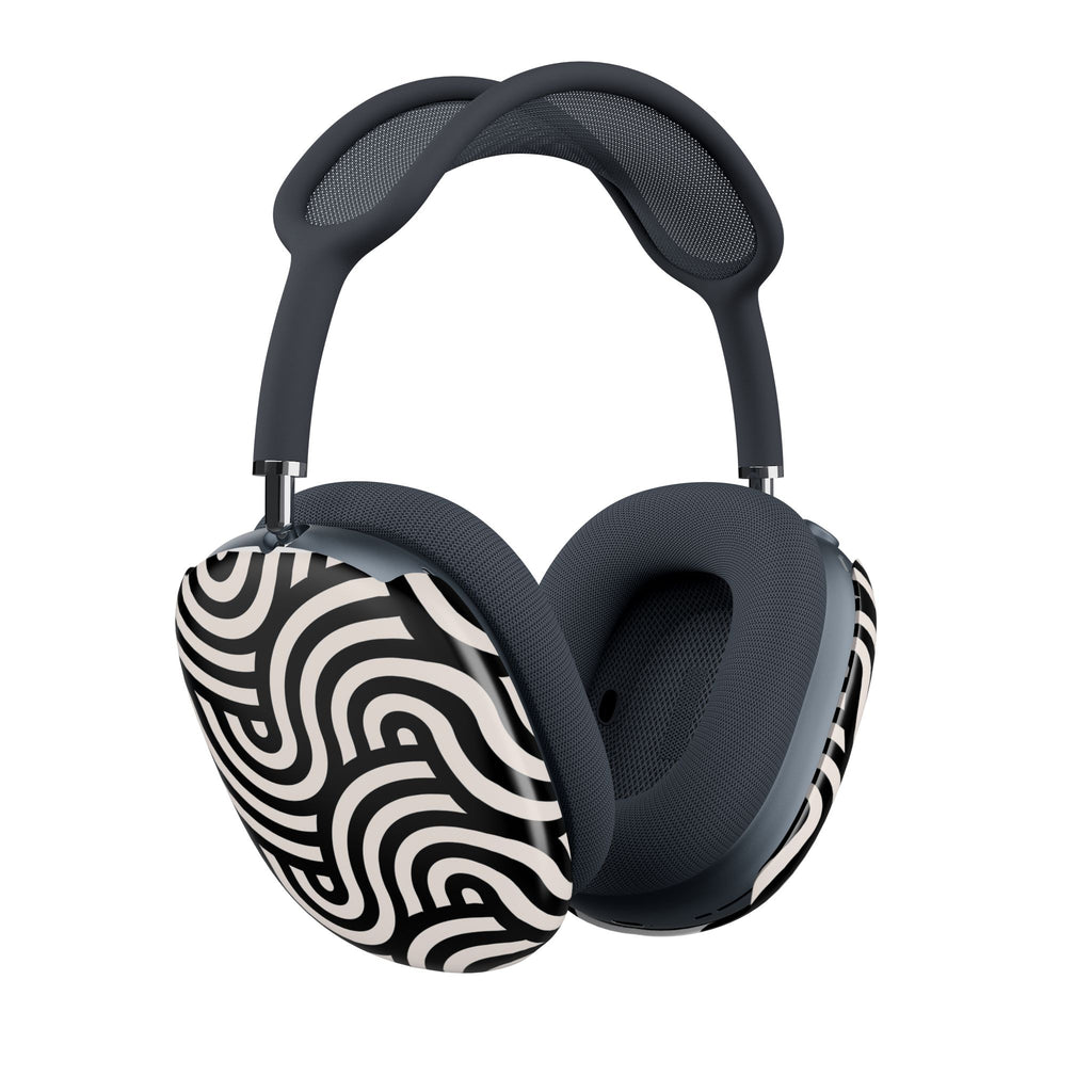 Noir Wave | Black & Cream Retro Curve AirPods Max Case