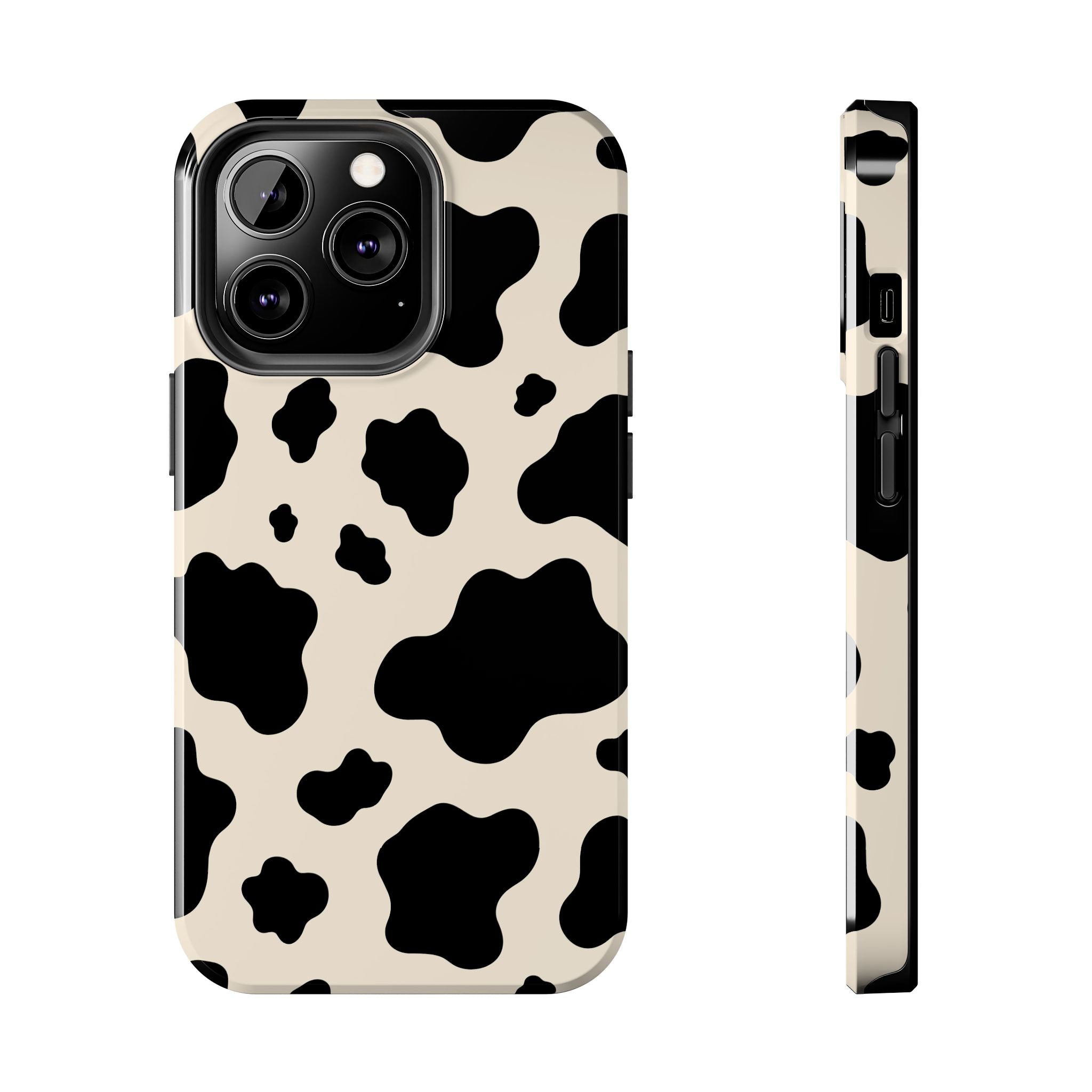 Cream Cow | Black & Cream Cow Print Phone Case