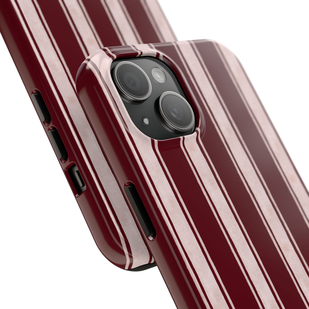 Tailored Line | Burgundy Fine Stripe Phone Case