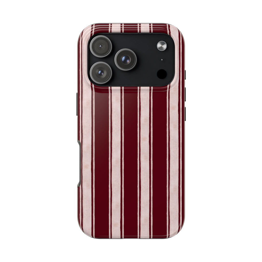 Tailored Line | Burgundy Fine Stripe Phone Case