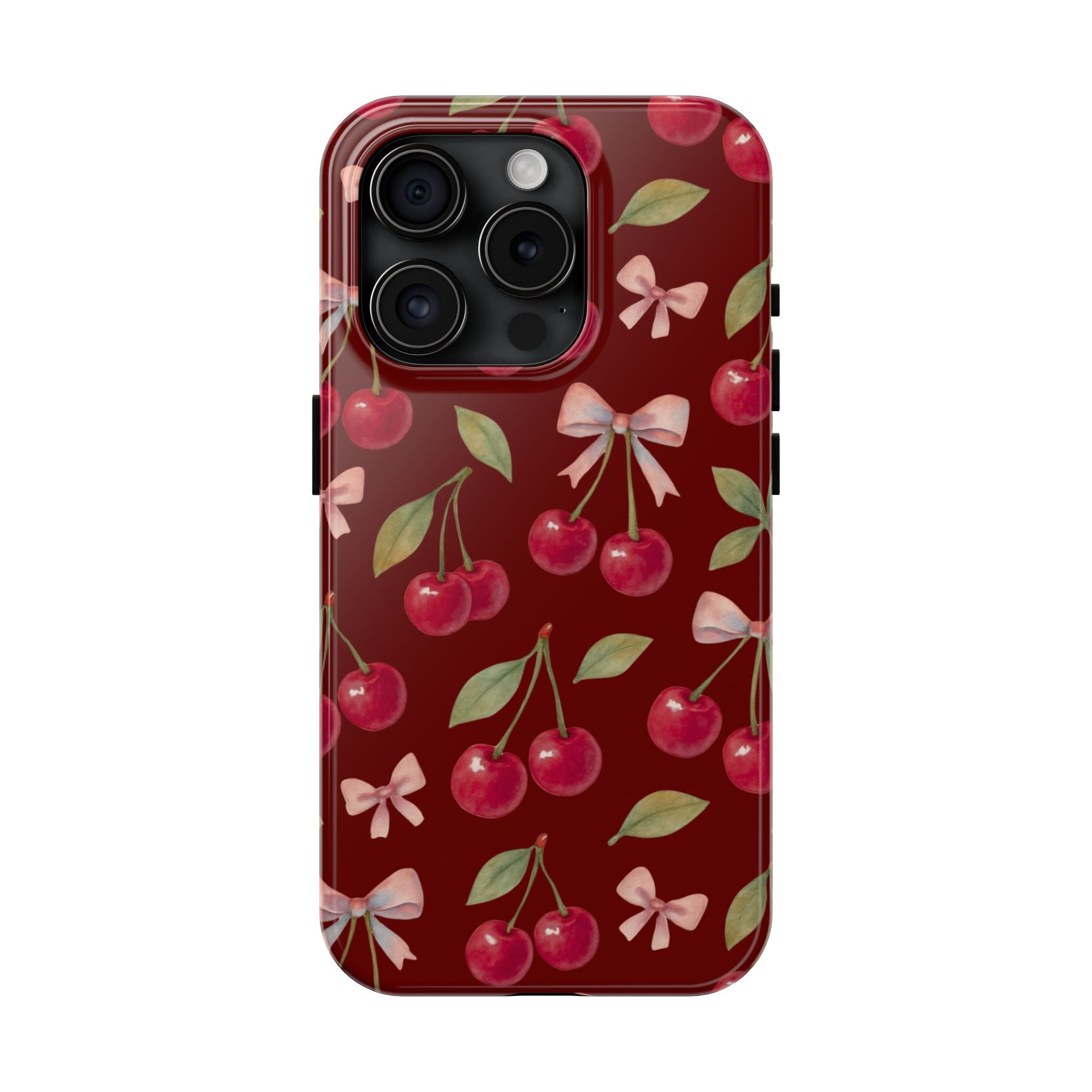 Cherry Kiss | Cherry Bow Print Tough Phone Case