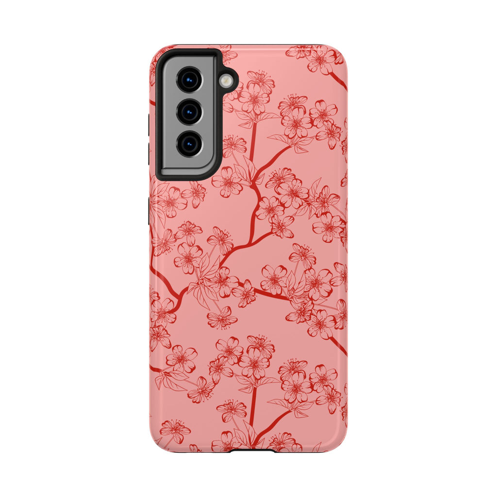 Maroon & Blush Striped Tough Phone Case — Durable Protective iPhone Cover