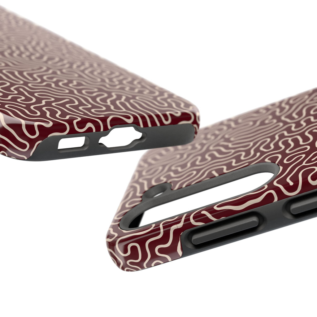 Crimson Reverie | Burgundy Abstract Line Phone Case