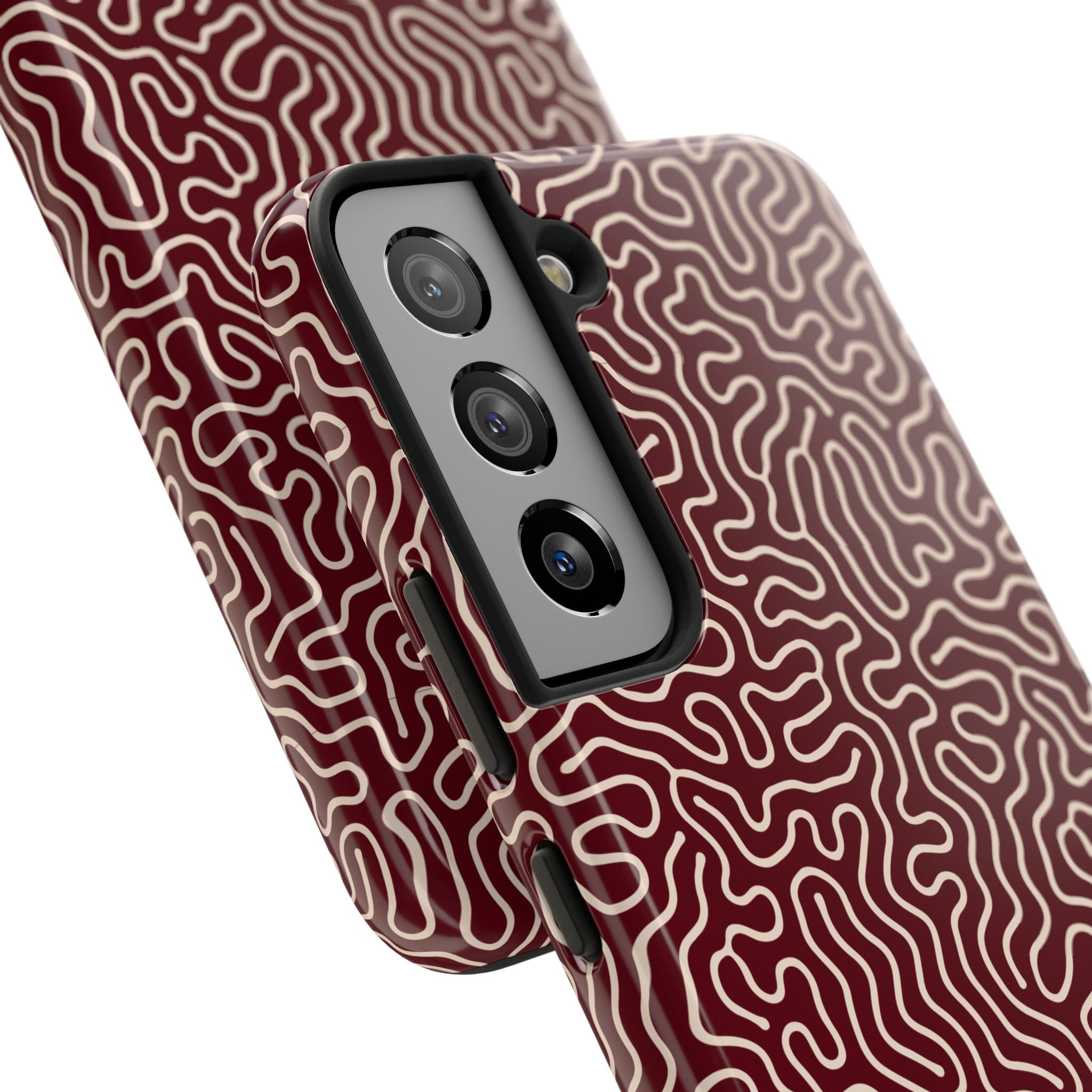 Crimson Reverie | Burgundy Abstract Line Phone Case