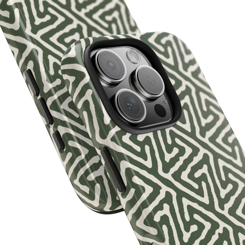 Olive Maze | Sage Geometric Line Phone Case