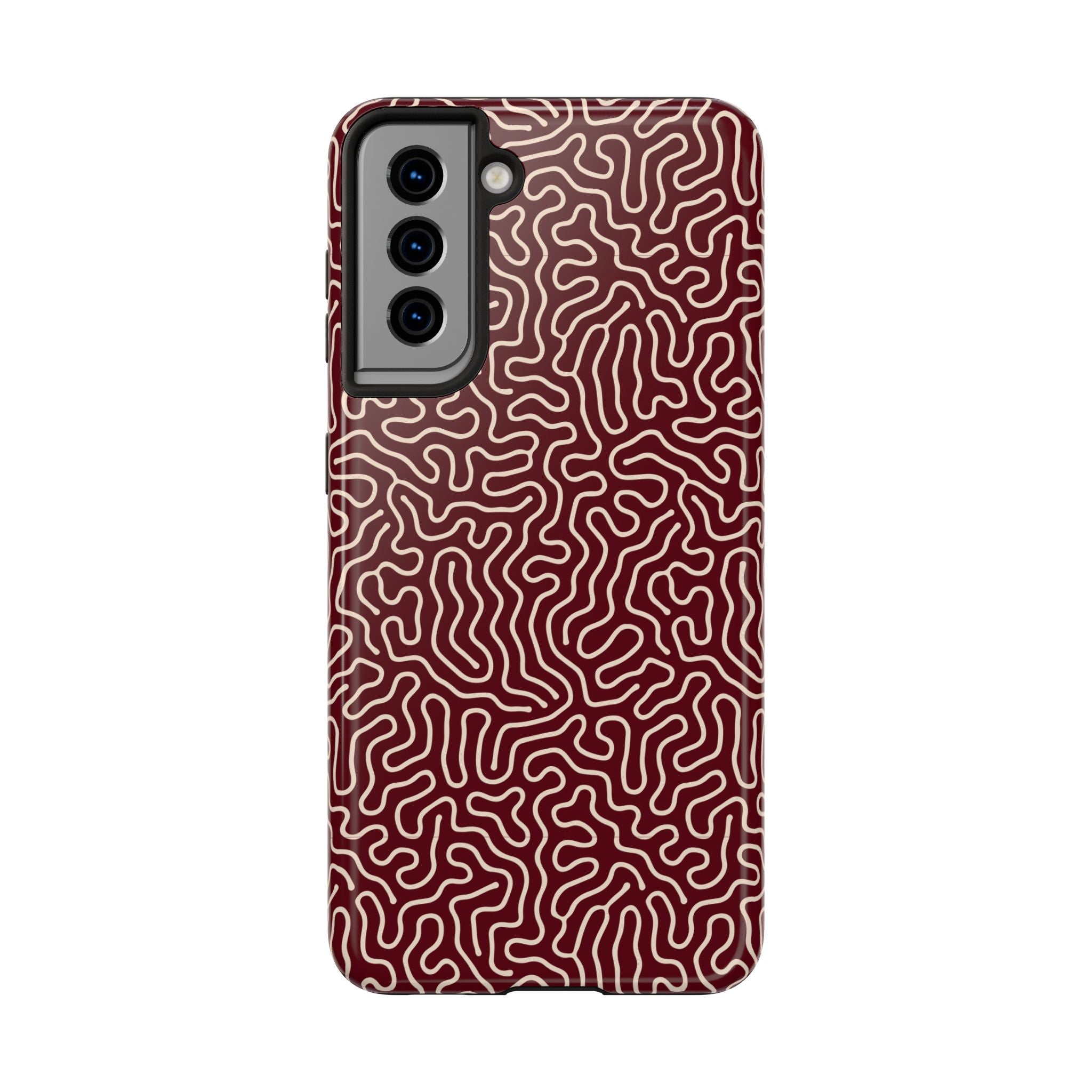 Crimson Reverie | Burgundy Abstract Line Phone Case