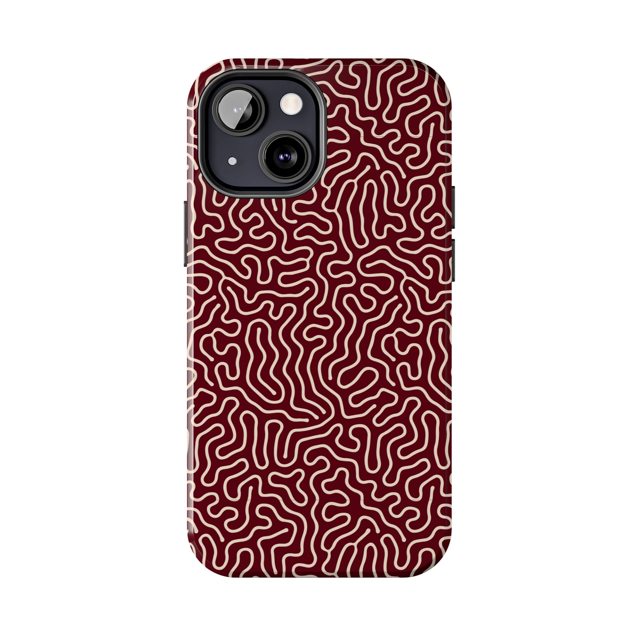 Crimson Reverie | Burgundy Abstract Line Phone Case