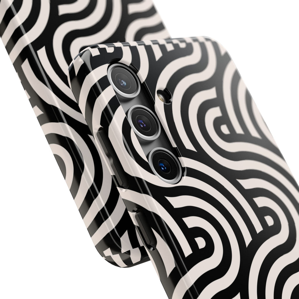 Maroon & Blush Striped Tough Phone Case — Durable Protective iPhone Cover