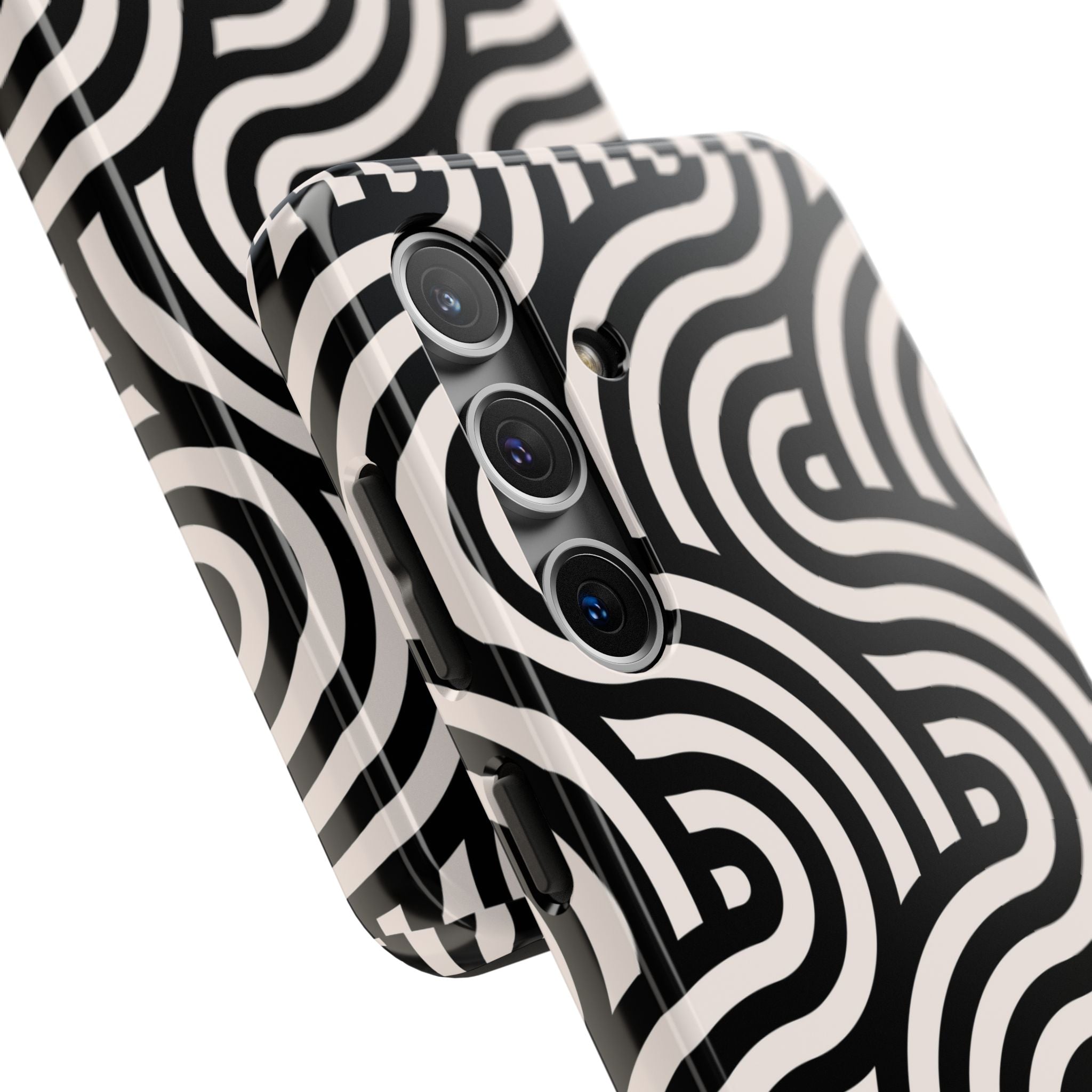 Maroon & Blush Striped Tough Phone Case — Durable Protective iPhone Cover