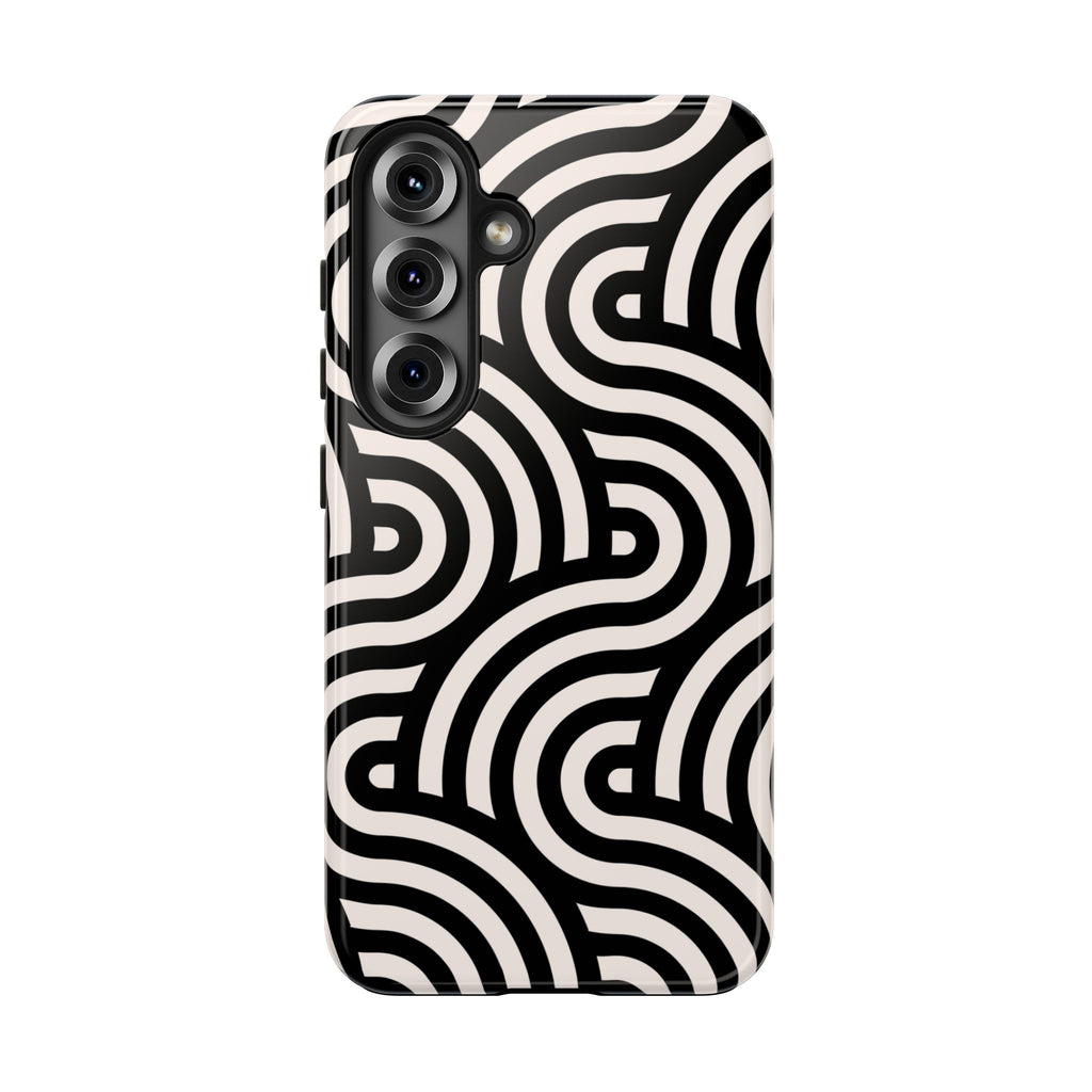 Maroon & Blush Striped Tough Phone Case — Durable Protective iPhone Cover