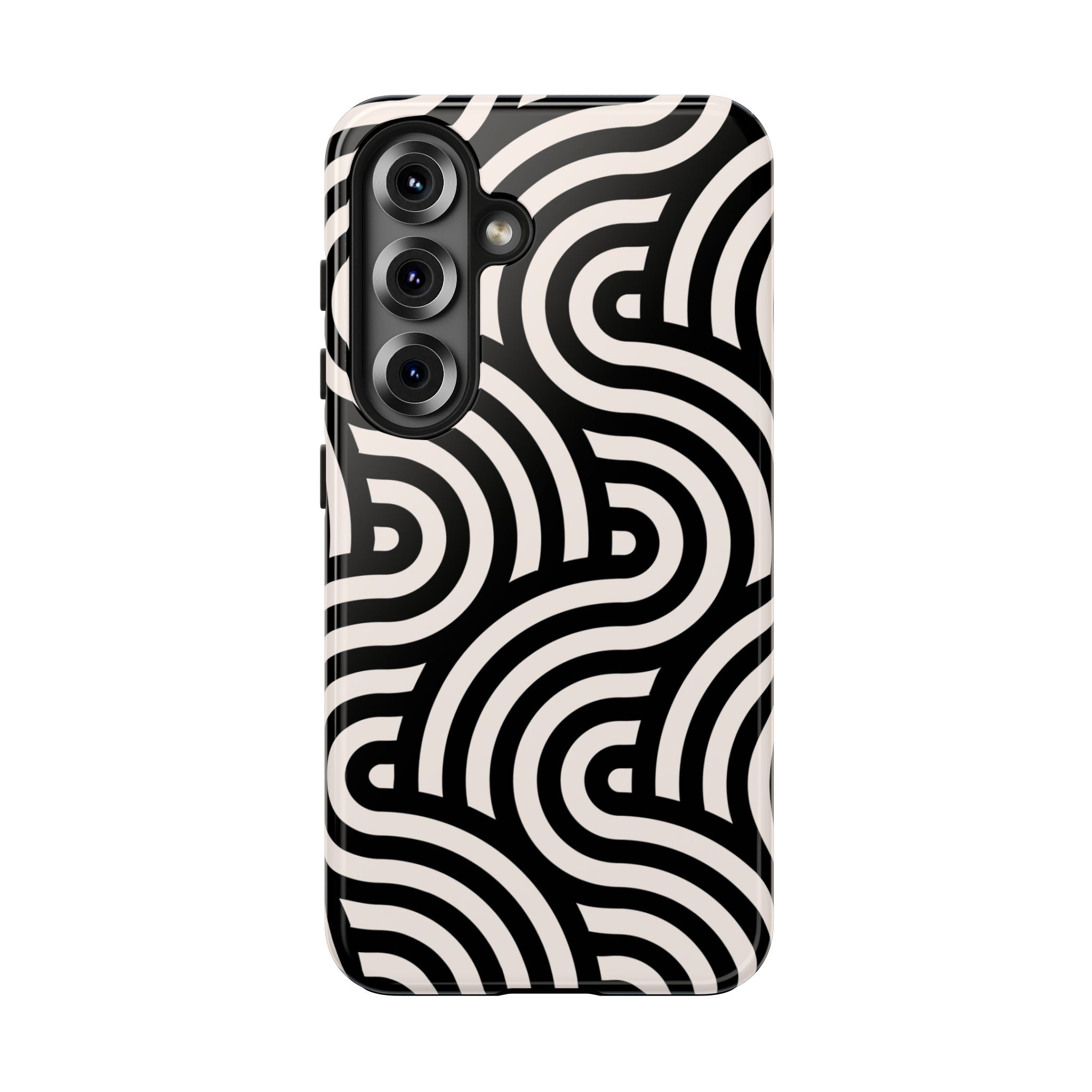 Maroon & Blush Striped Tough Phone Case — Durable Protective iPhone Cover