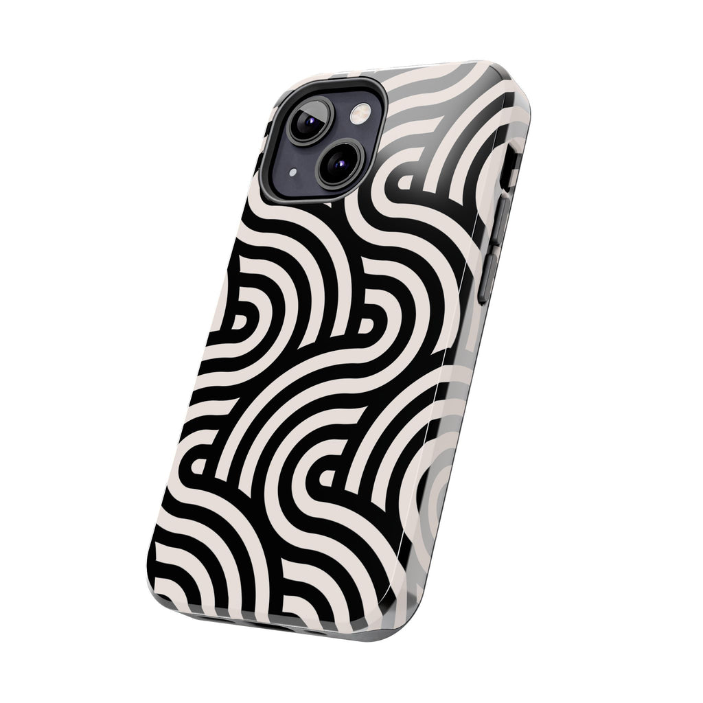 Maroon & Blush Striped Tough Phone Case — Durable Protective iPhone Cover