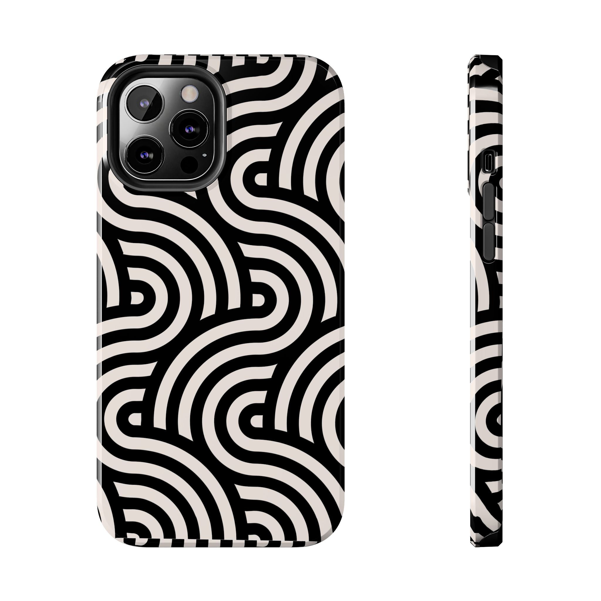 Maroon & Blush Striped Tough Phone Case — Durable Protective iPhone Cover