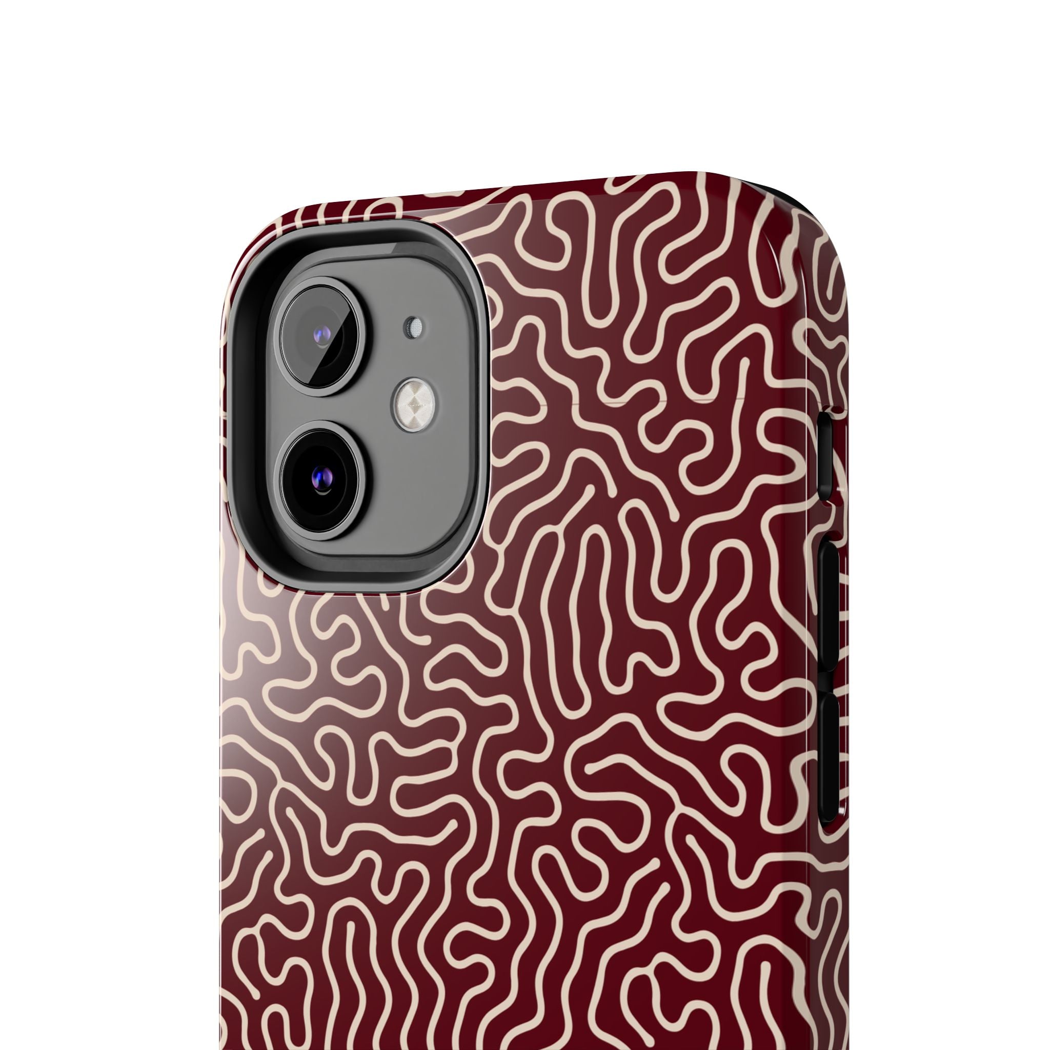 Crimson Reverie | Burgundy Abstract Line Phone Case
