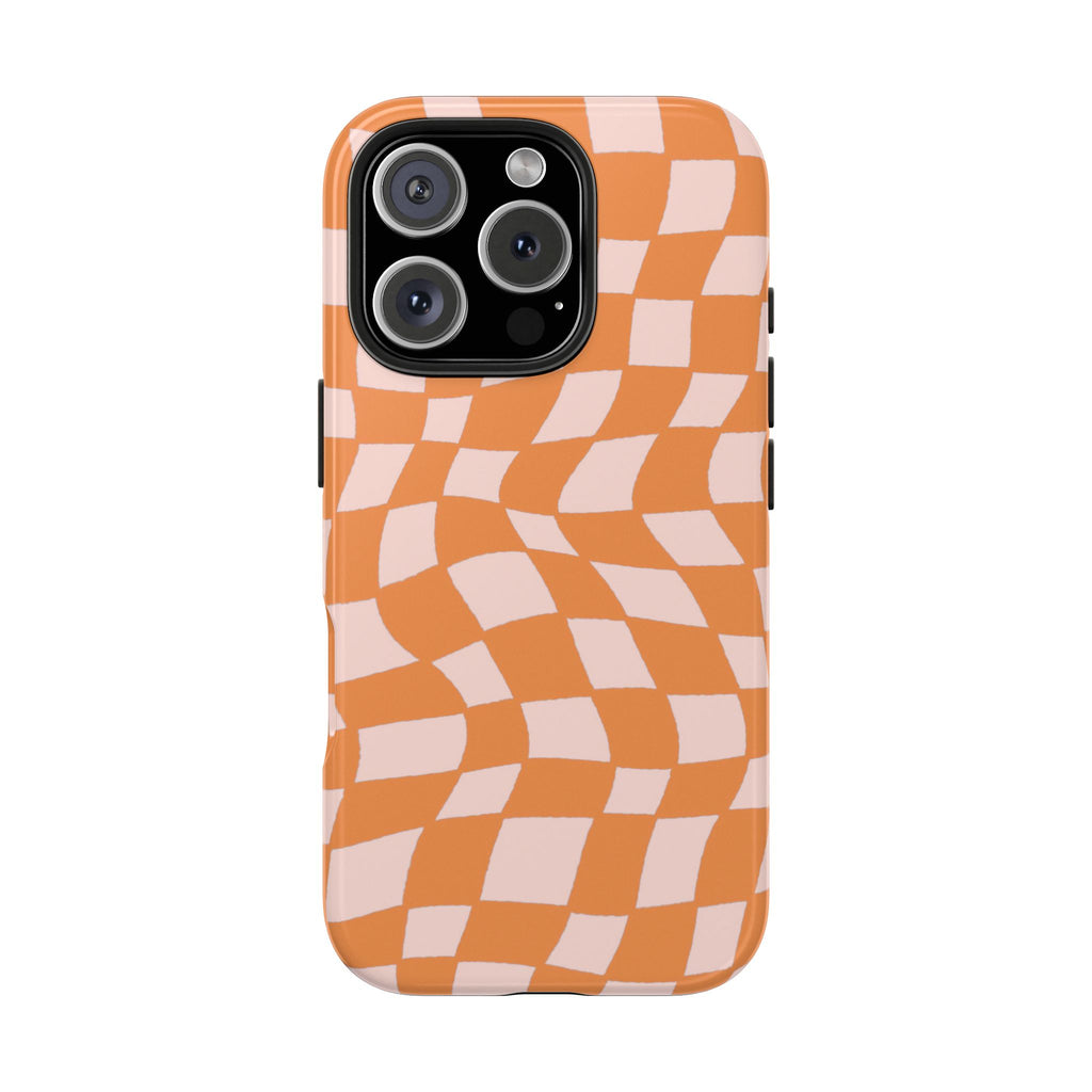 Warped Summer | Orange Wavy Checker Phone Case