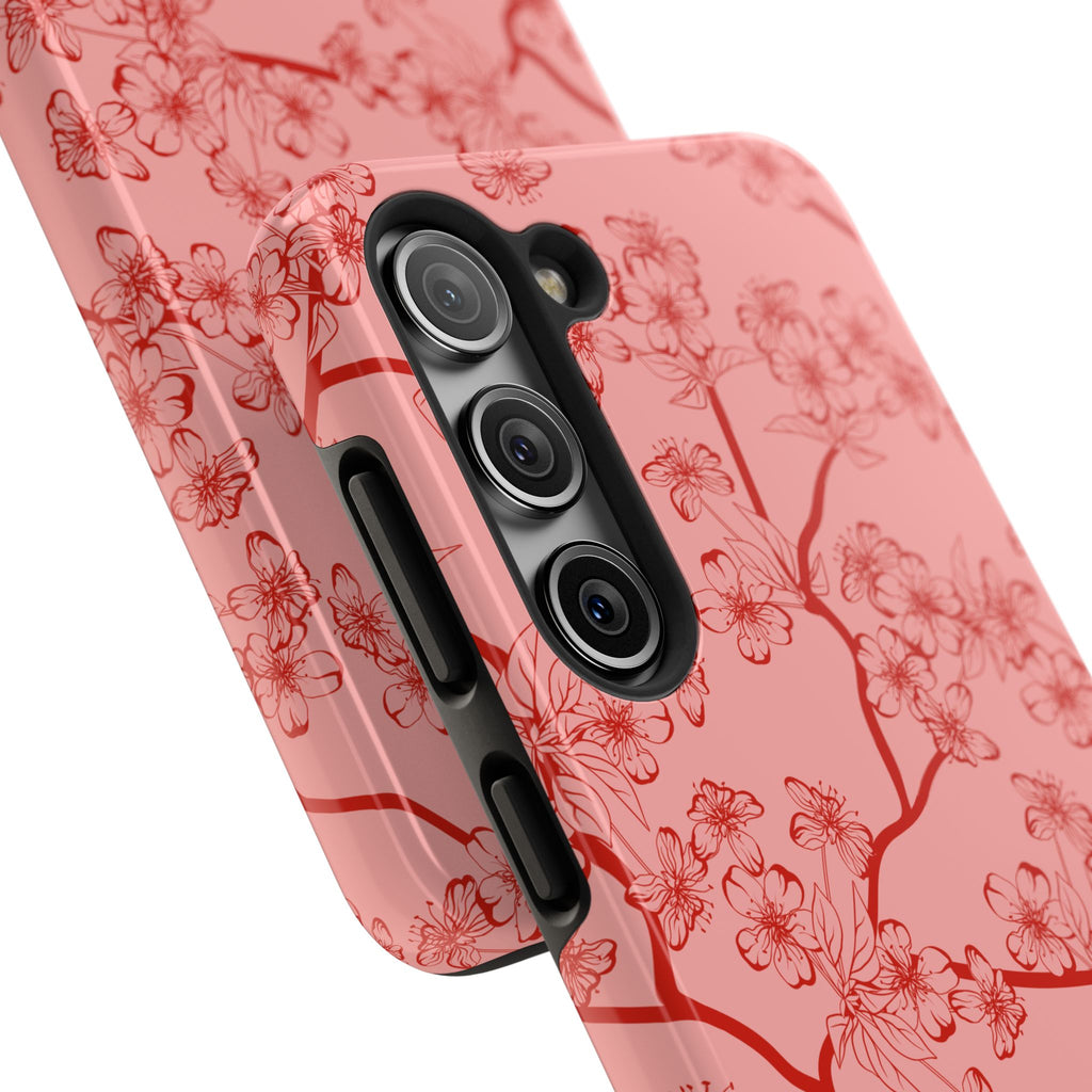 Maroon & Blush Striped Tough Phone Case — Durable Protective iPhone Cover