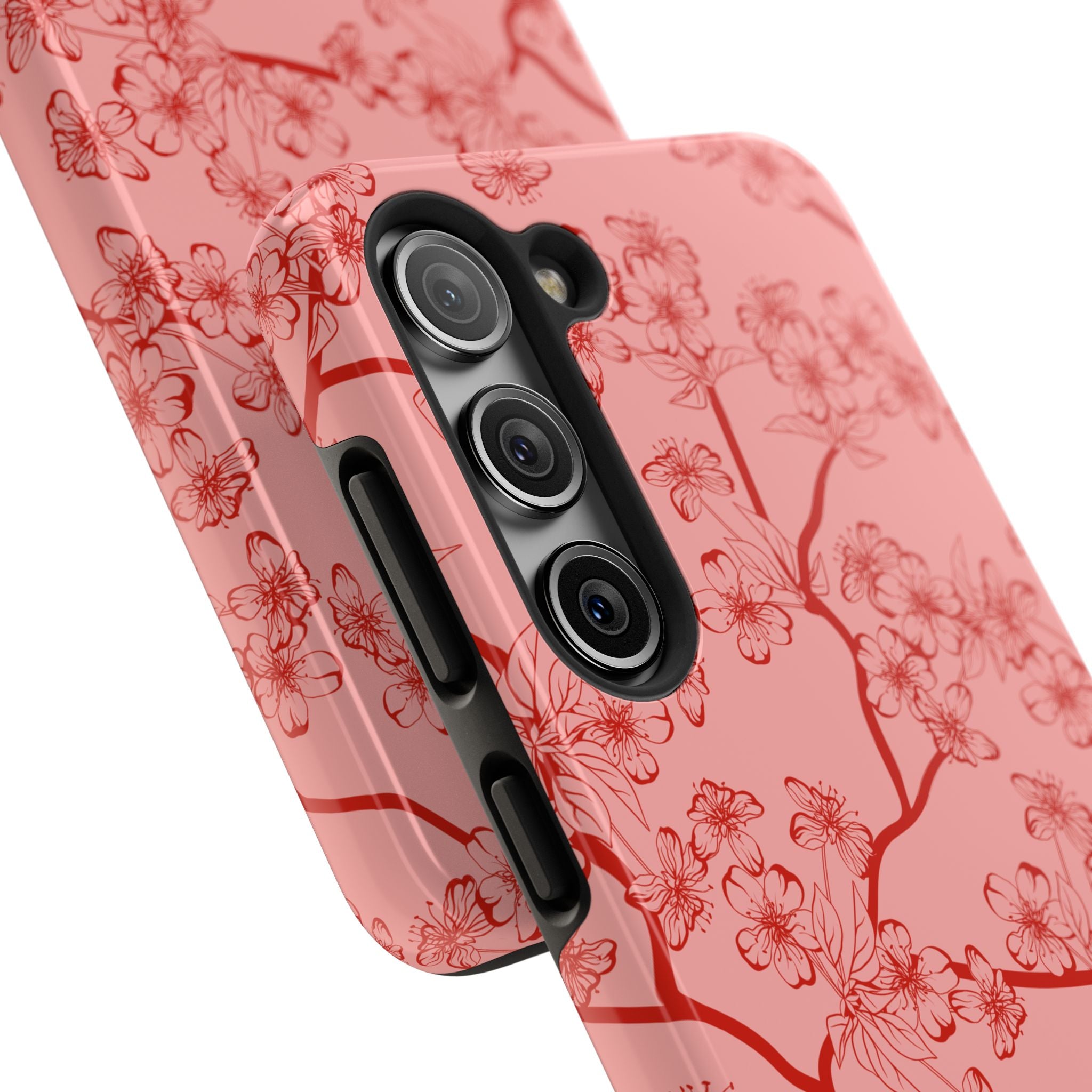 Maroon & Blush Striped Tough Phone Case — Durable Protective iPhone Cover