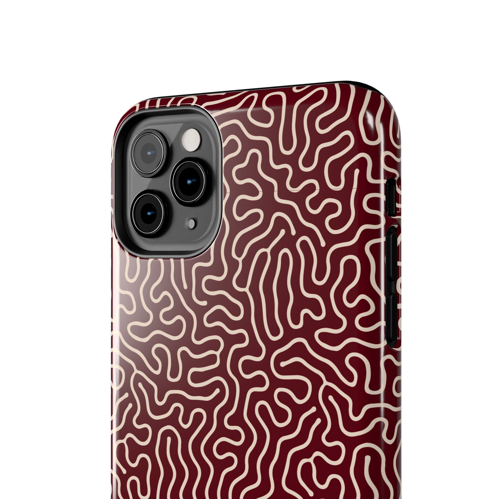 Crimson Reverie | Burgundy Abstract Line Phone Case