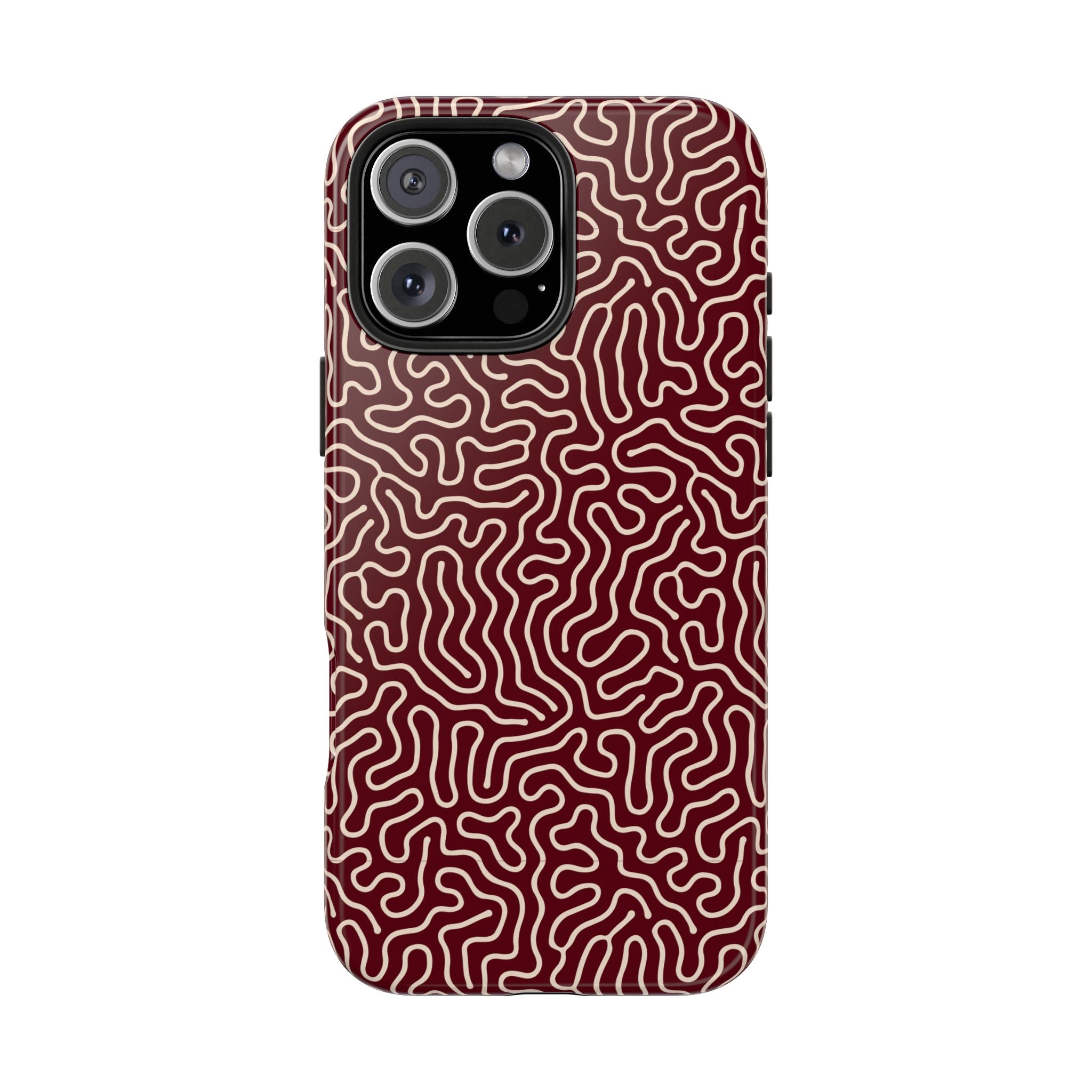 Crimson Reverie | Burgundy Abstract Line Phone Case