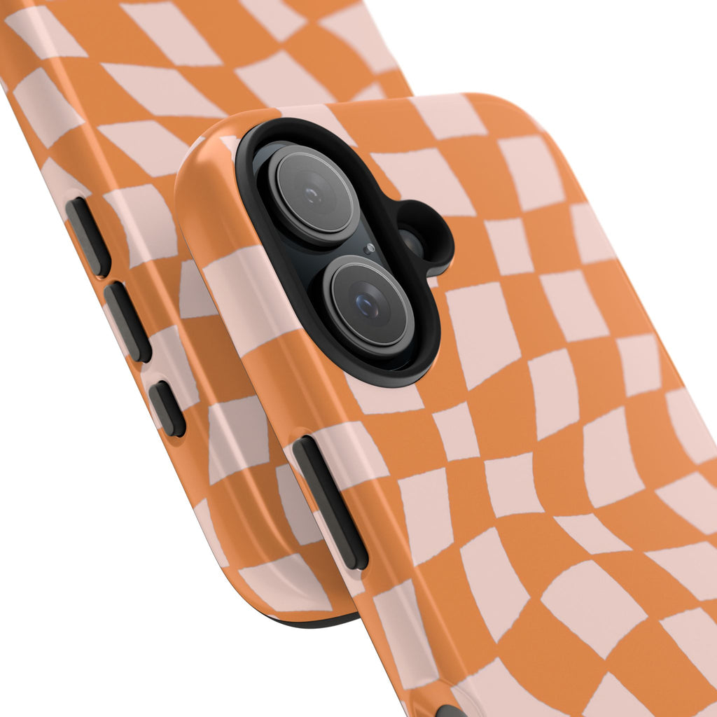 Warped Summer | Orange Wavy Checker Phone Case
