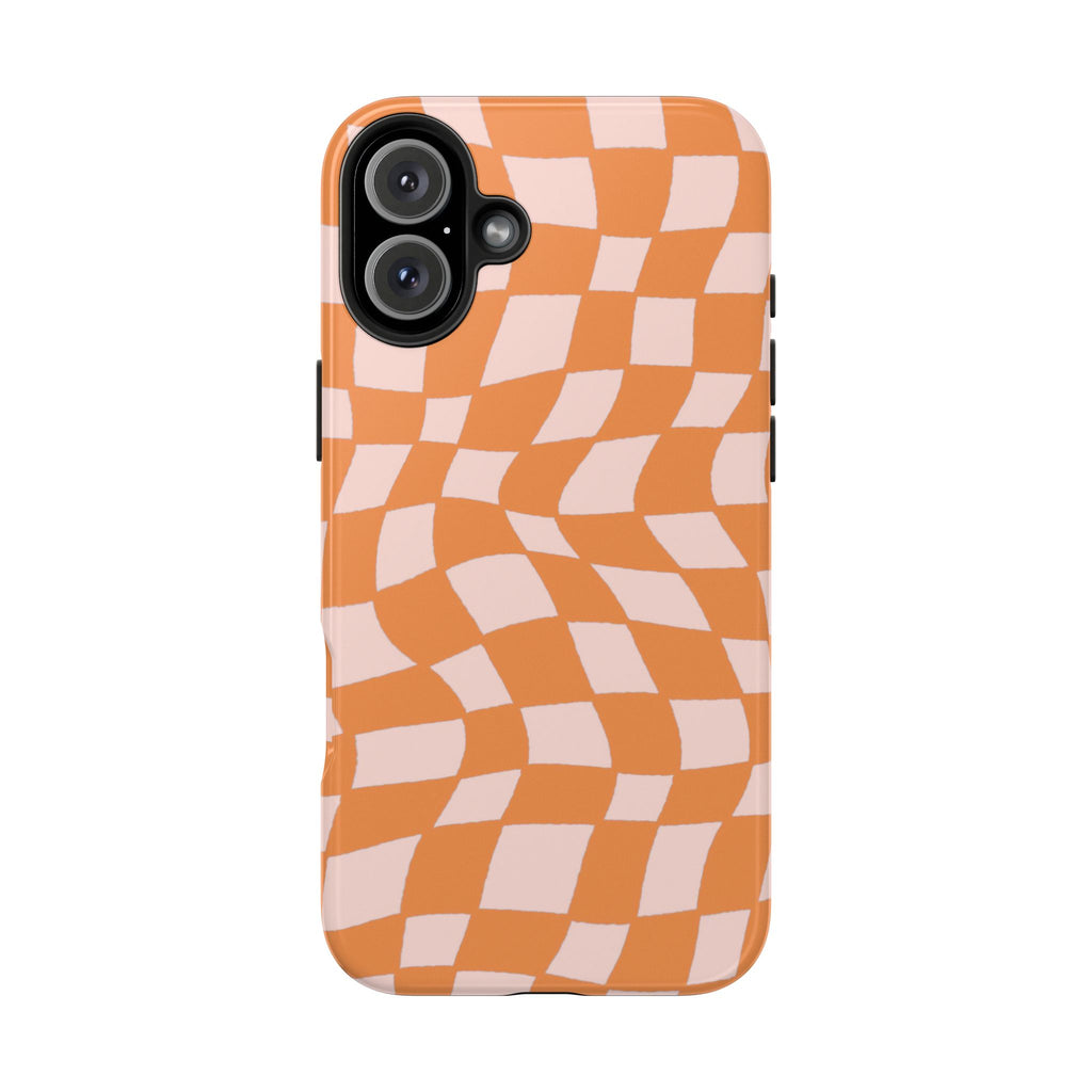 Warped Summer | Orange Wavy Checker Phone Case