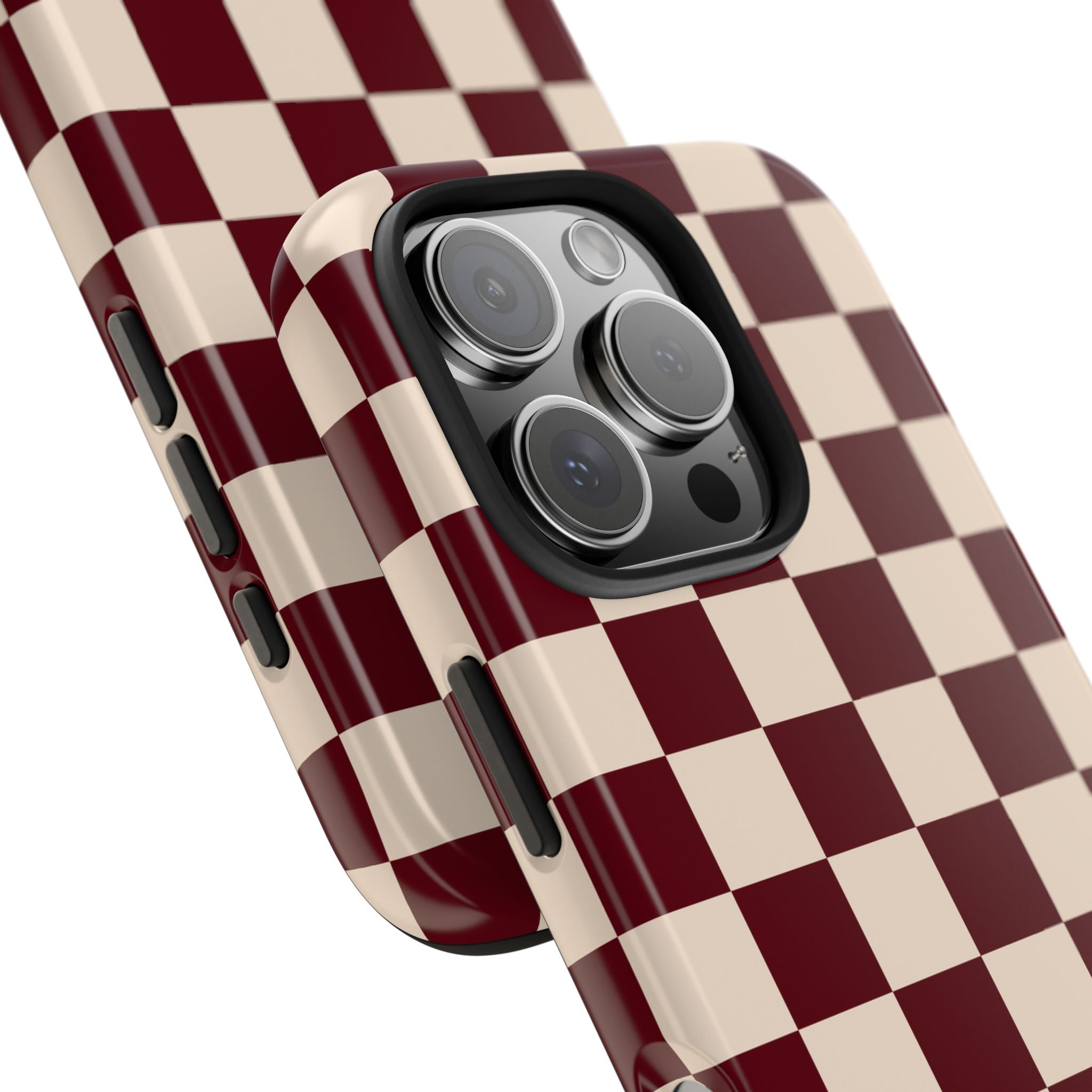 Parlor Check | Burgundy & Cream Checker Phone Case