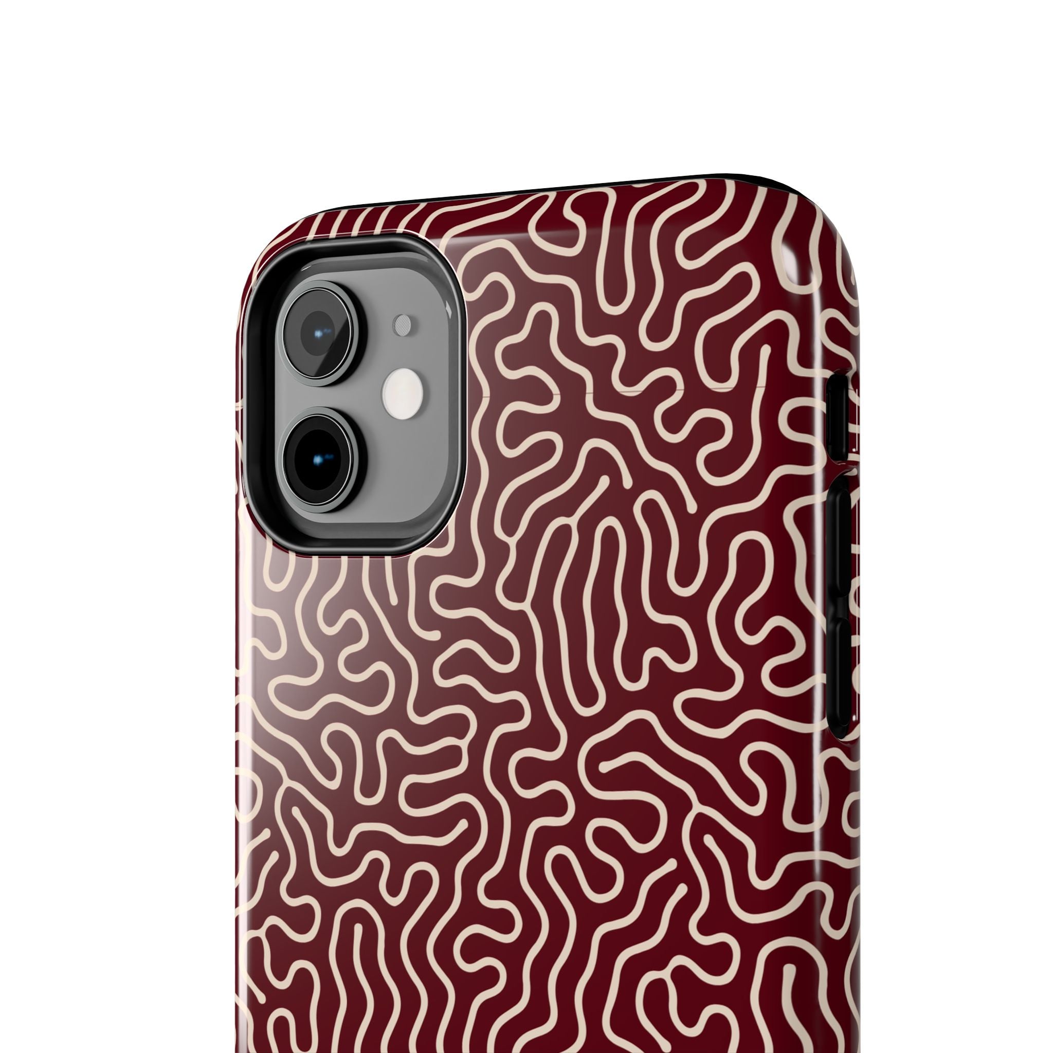 Crimson Reverie | Burgundy Abstract Line Phone Case