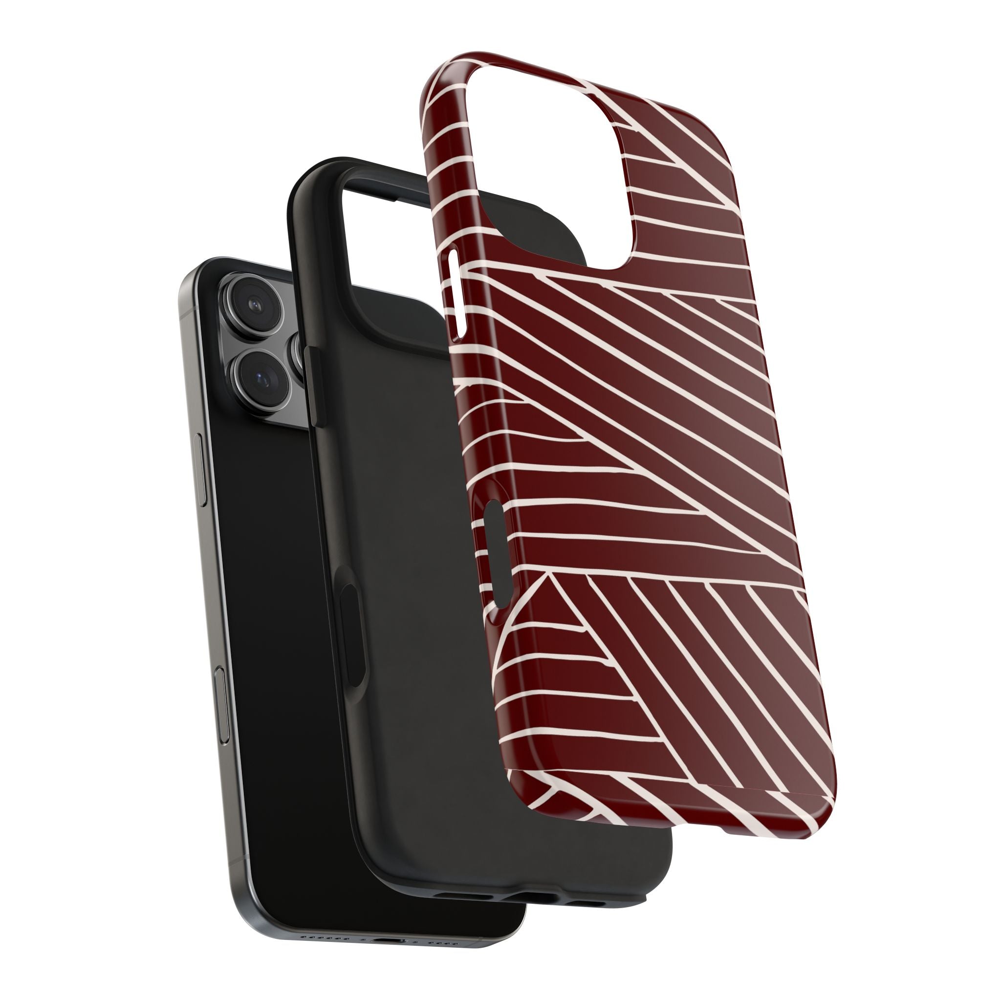 Crimson Form | Burgundy Abstract Stripe Phone Case