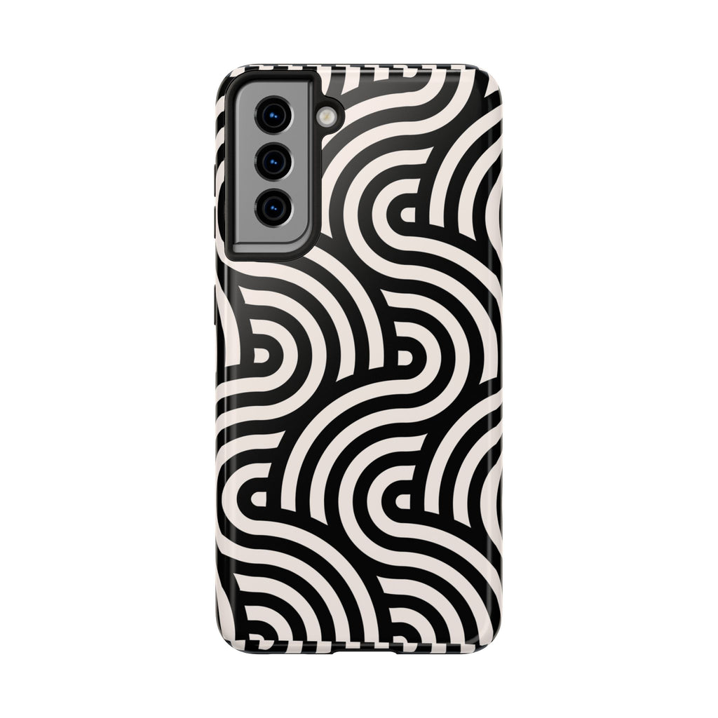 Maroon & Blush Striped Tough Phone Case — Durable Protective iPhone Cover