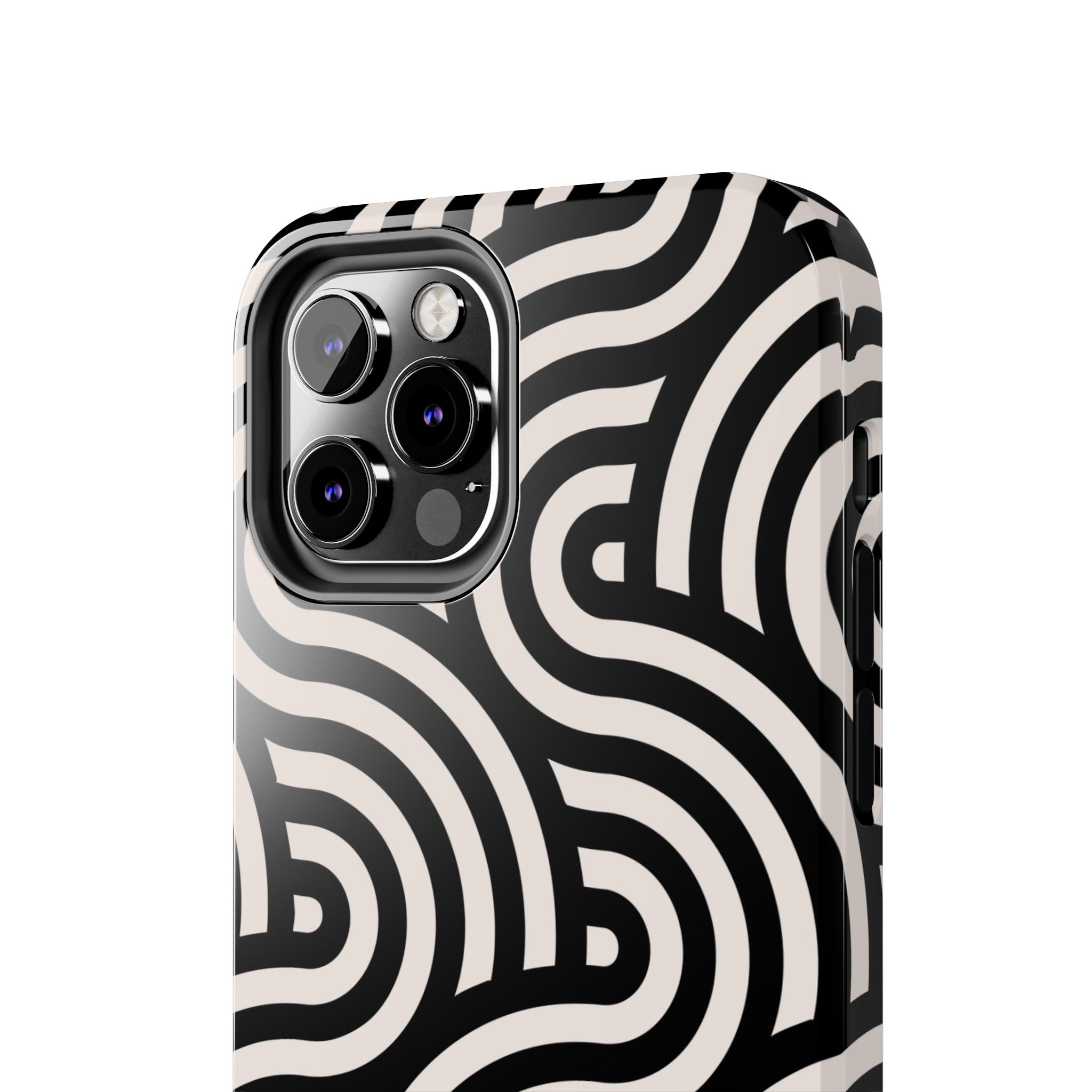 Maroon & Blush Striped Tough Phone Case — Durable Protective iPhone Cover