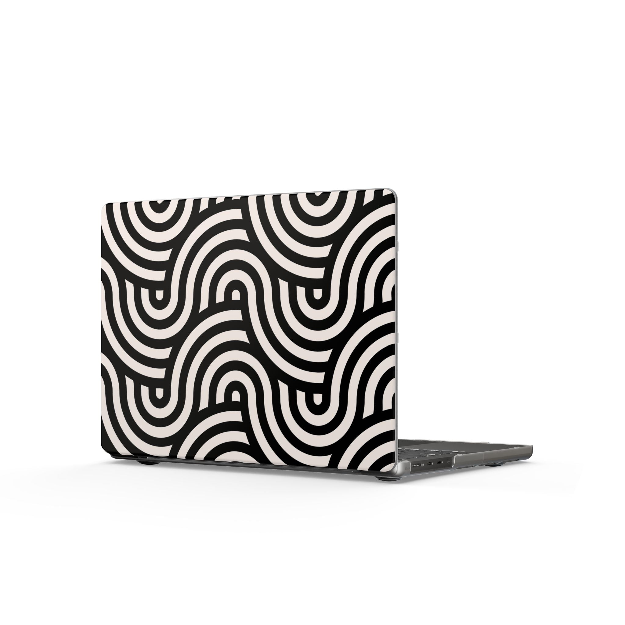 Noir Wave | Black & Cream Retro Curve Laptop Sleeve