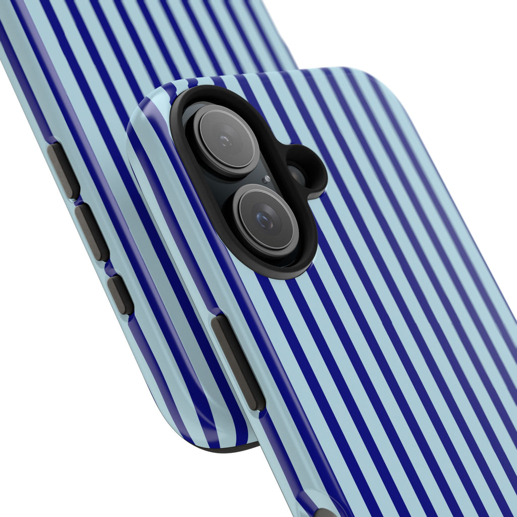 Maroon & Blush Striped Tough Phone Case — Durable Protective iPhone Cover