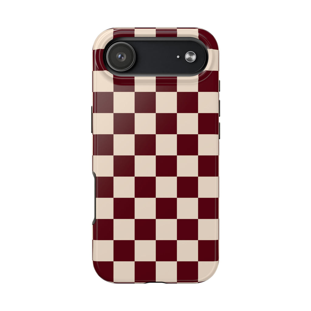 Parlor Check | Burgundy & Cream Checker Phone Case
