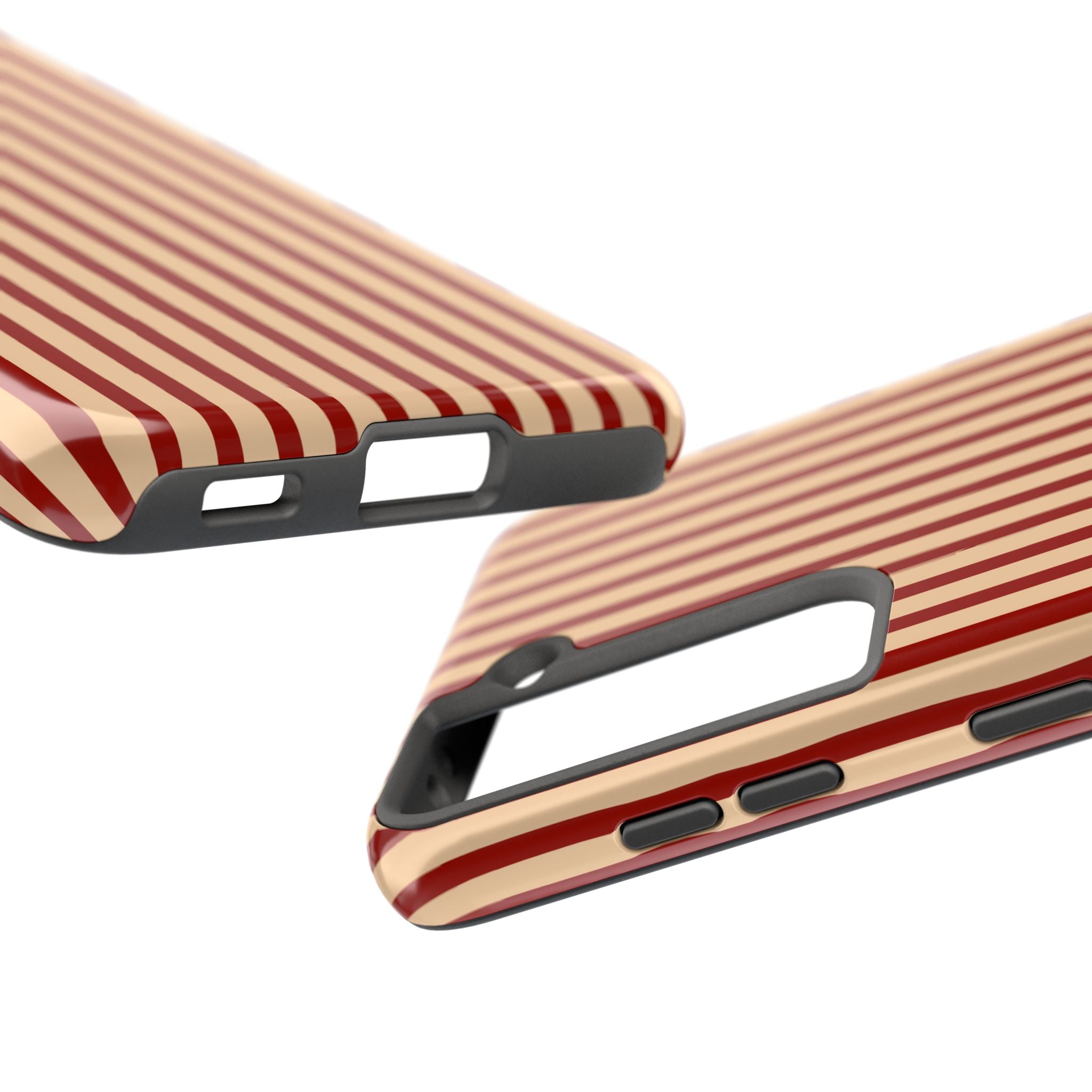 Maroon & Blush Striped Tough Phone Case — Durable Protective iPhone Cover