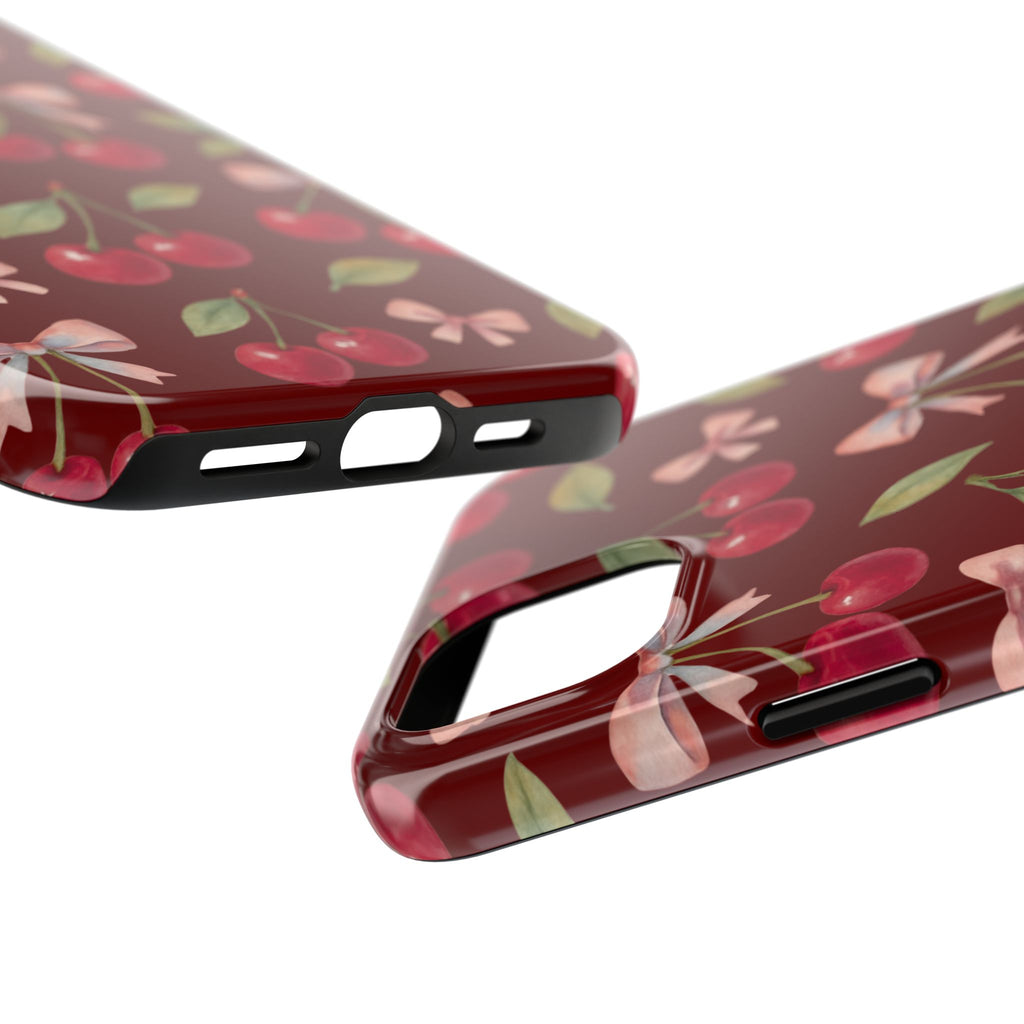 Cherry Kiss | Cherry Bow Print Tough Phone Case