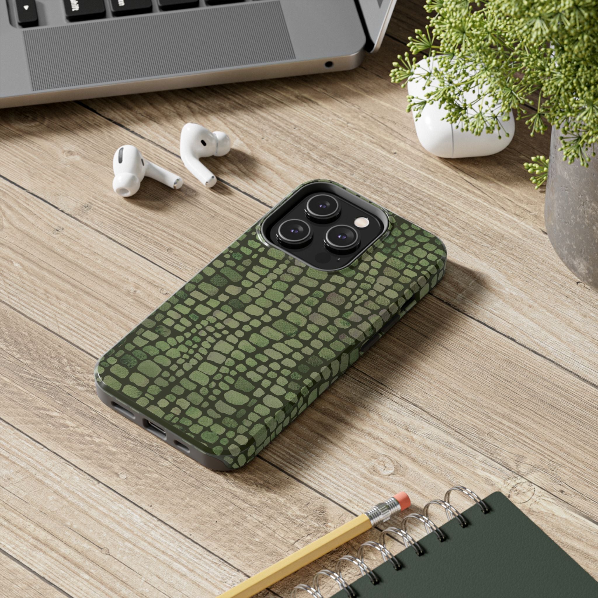Olive Emboss | Olive & Sage Snakeskin Print Phone Case