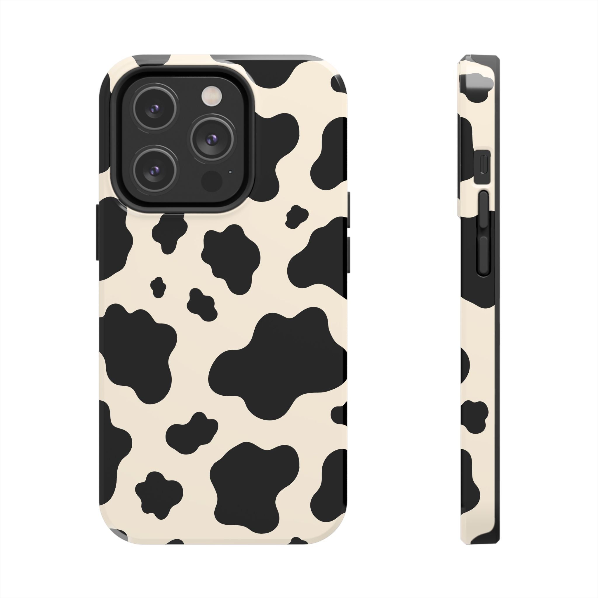 Cream Cow | Black & Cream Cow Print Phone Case