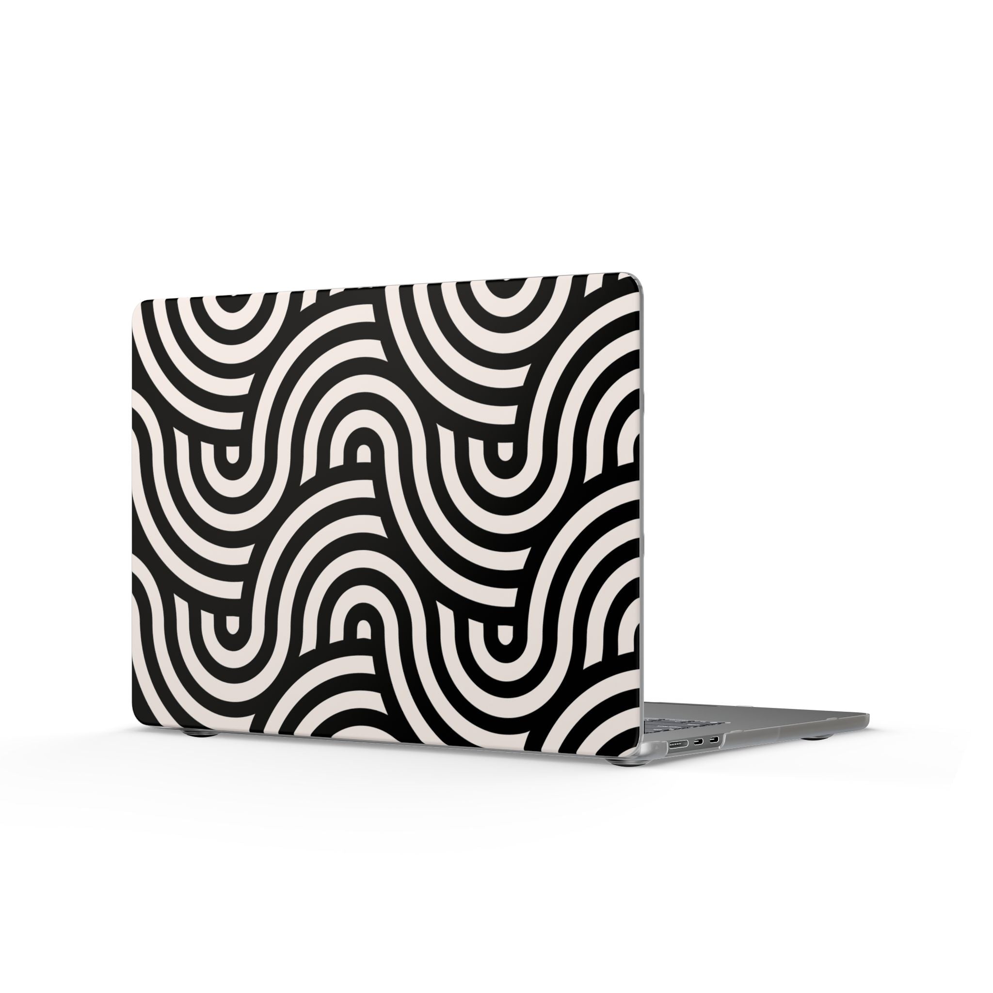 Noir Wave | Black & Cream Retro Curve Laptop Sleeve