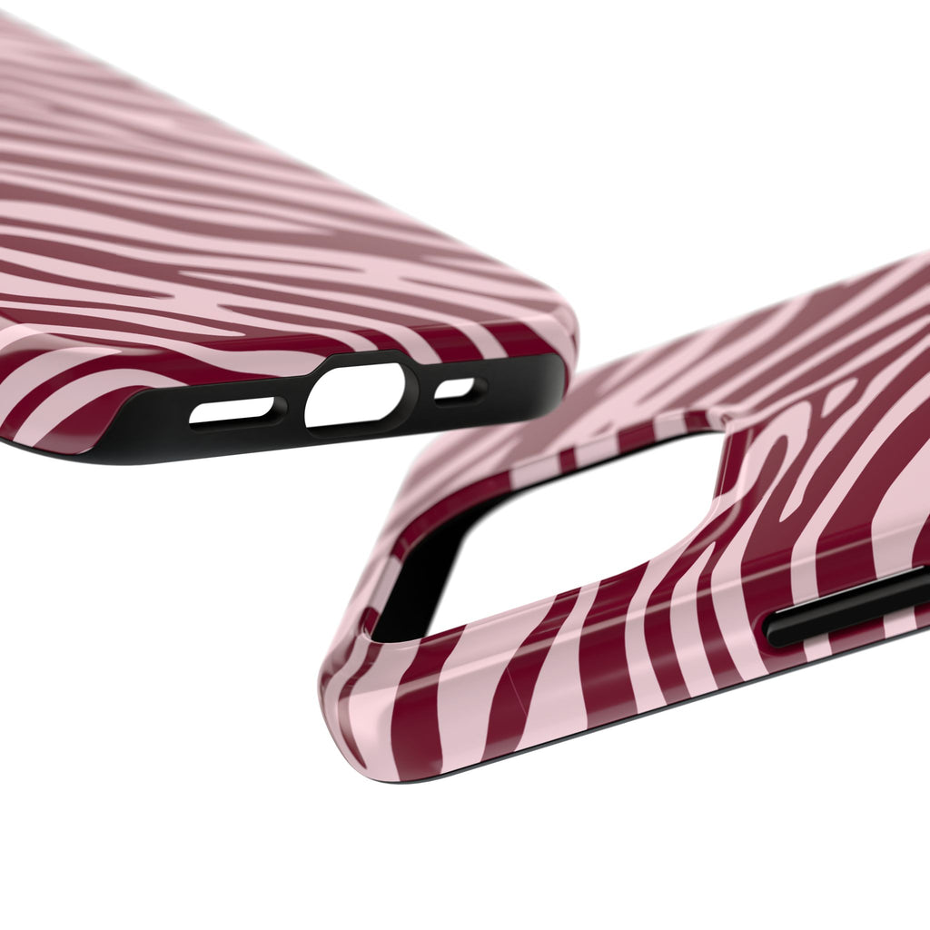 Velvet Zebra | Burgundy Zebra Print Tough Phone Case