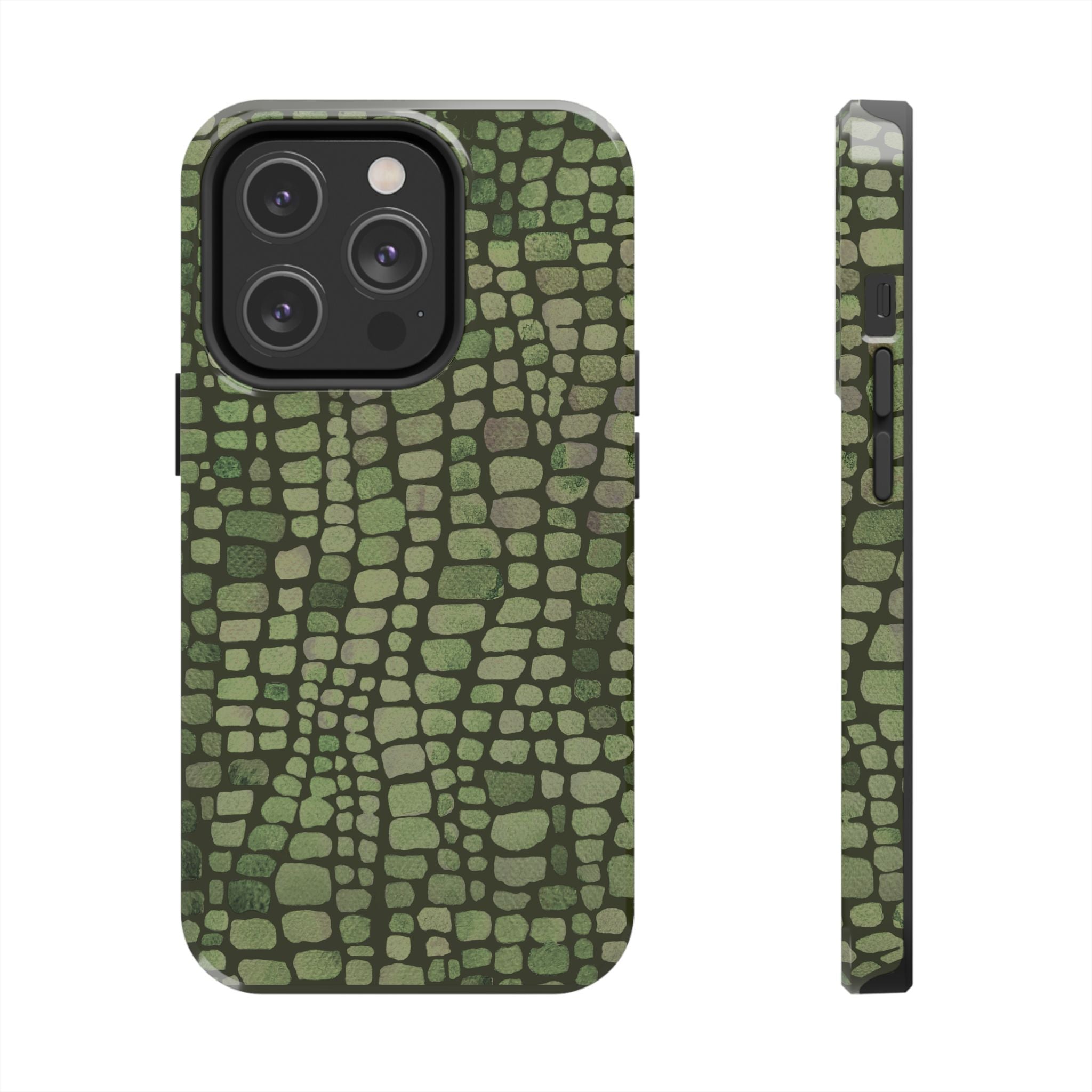 Olive Emboss | Olive & Sage Snakeskin Print Phone Case