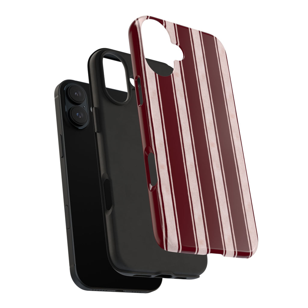 Tailored Line | Burgundy Fine Stripe Phone Case