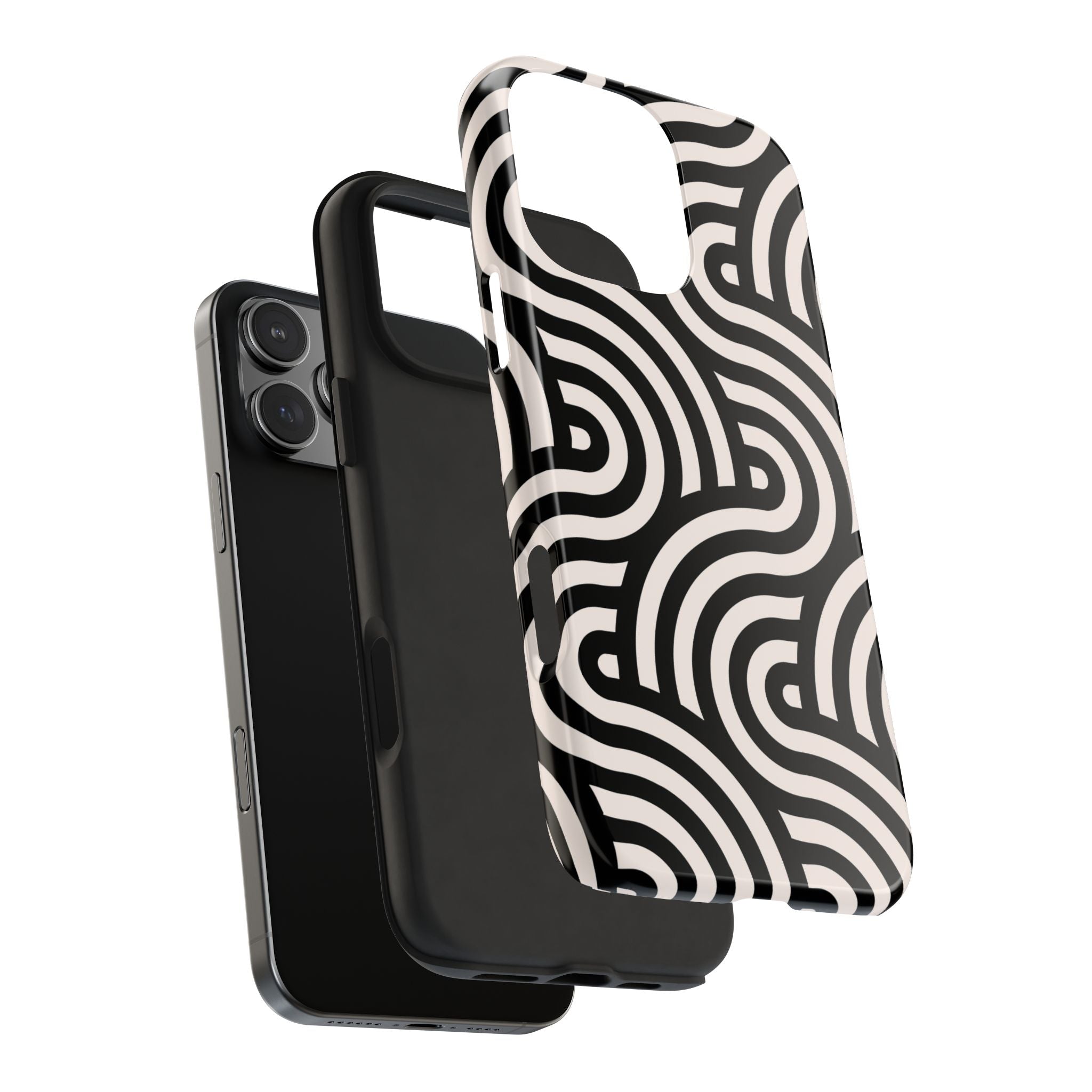 Maroon & Blush Striped Tough Phone Case — Durable Protective iPhone Cover