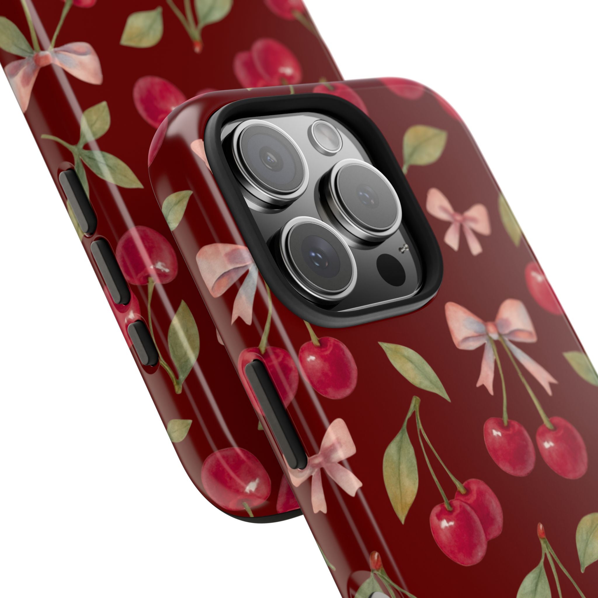 Cherry Kiss | Cherry Bow Print Tough Phone Case