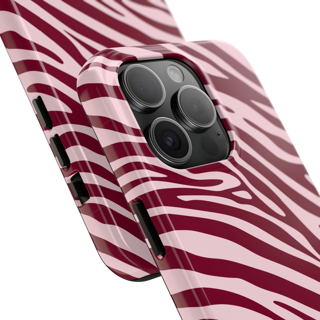 Velvet Zebra | Burgundy Zebra Print Tough Phone Case