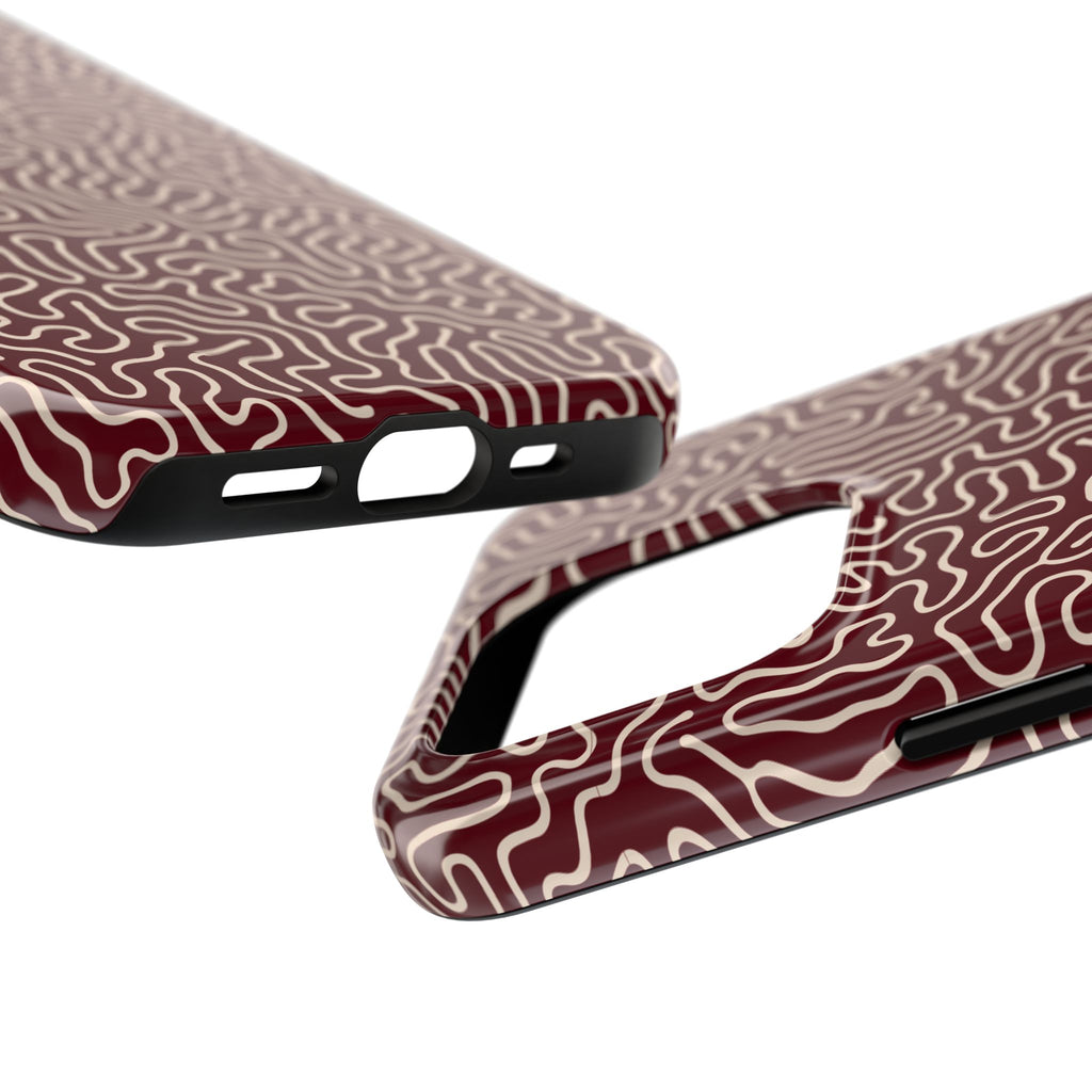 Crimson Reverie | Burgundy Abstract Line Phone Case