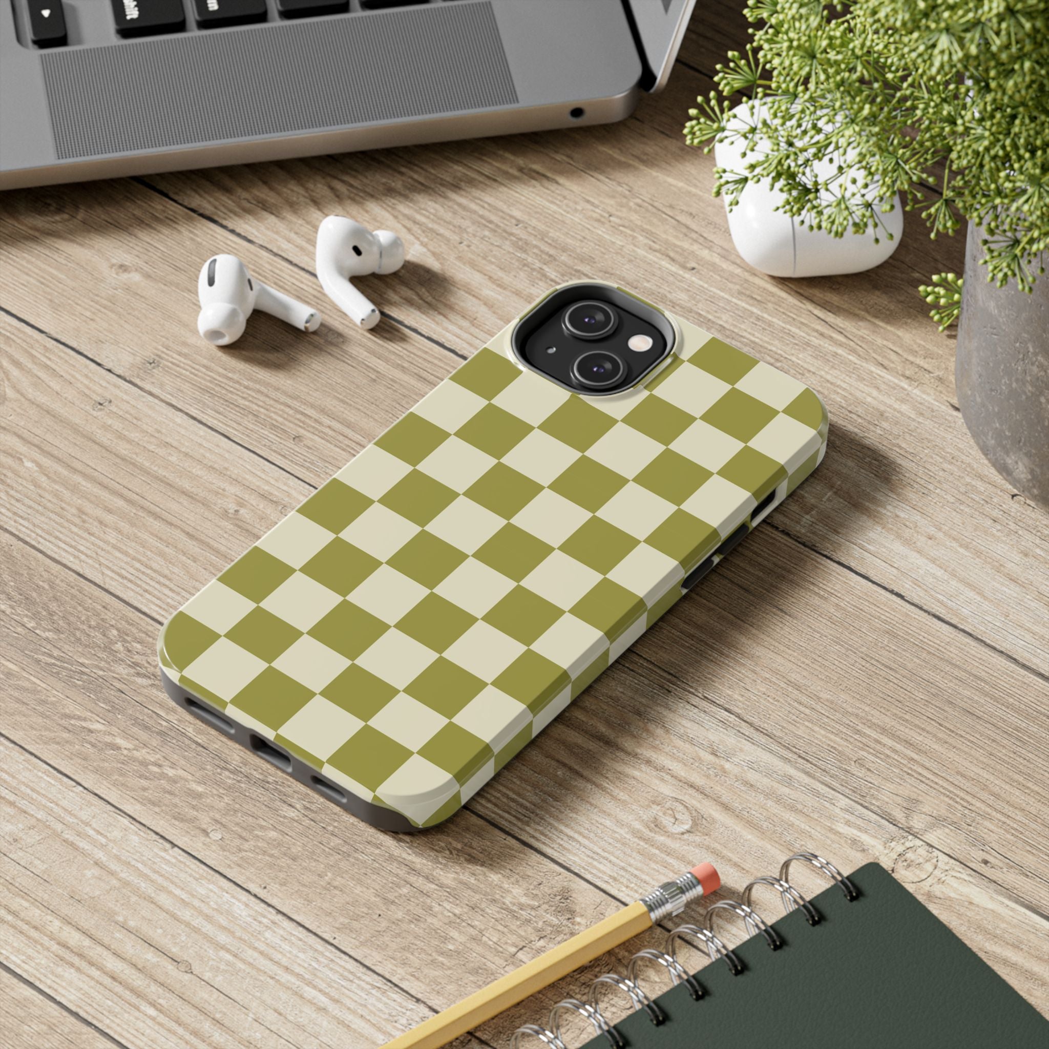 Maroon & Blush Striped Tough Phone Case — Durable Protective iPhone Cover