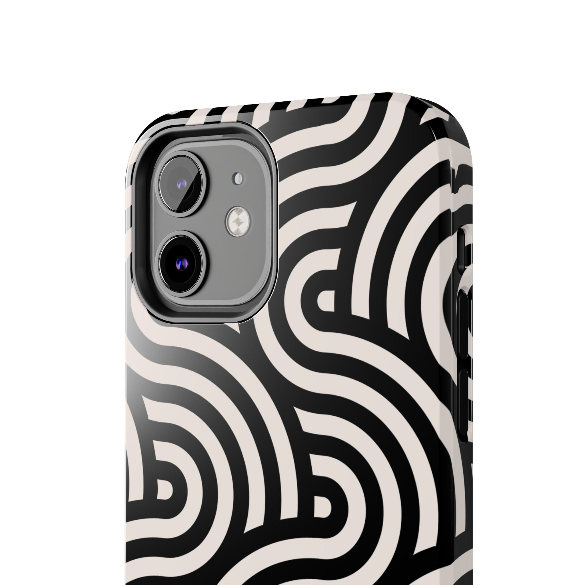 Maroon & Blush Striped Tough Phone Case — Durable Protective iPhone Cover